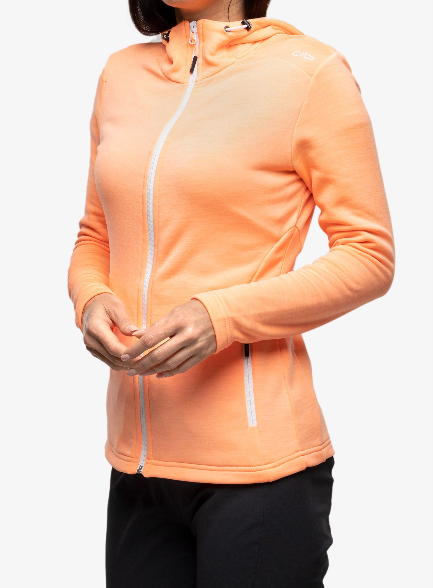 Dukserica s kapuljačom ženska CMP Orianna Jacket Fix Hood - sunrise mel