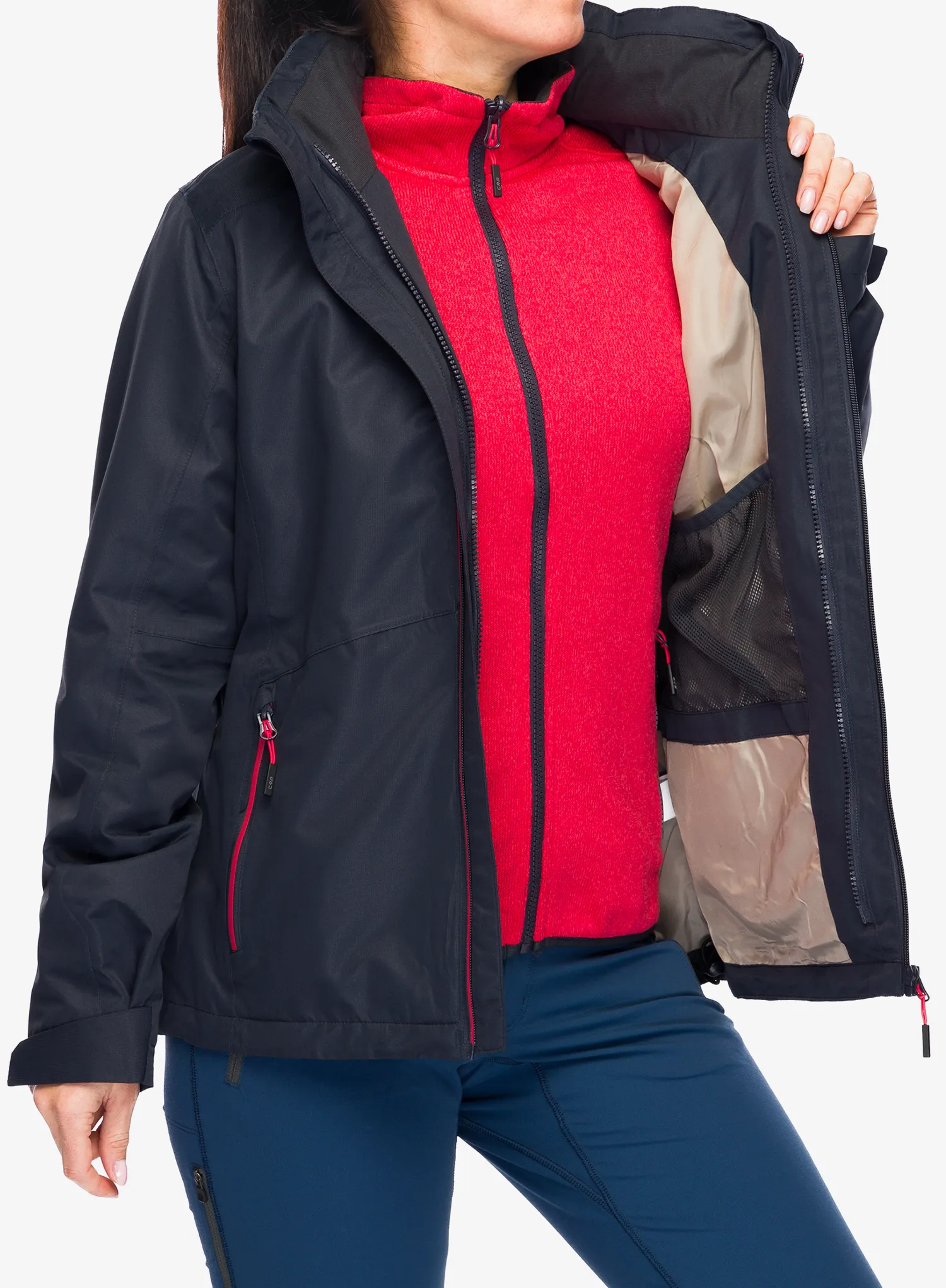 Ženska jakna 3u1 CMP Page Jacket Zip Hood Detachble Inn.Jacket - antracite/corallo