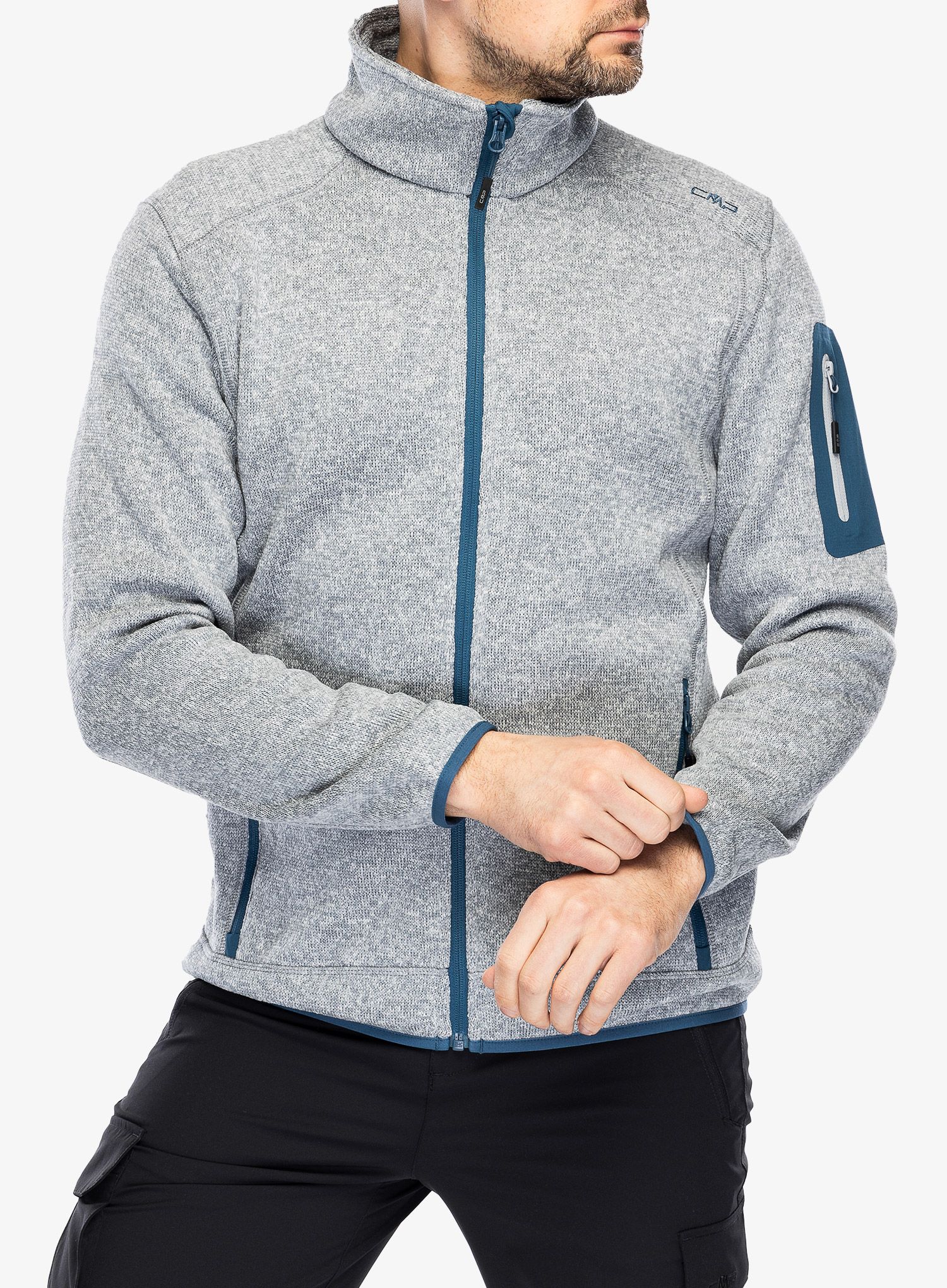 Jakna od flisa CMP Perl Jacket Knitted - cemento/bluesteel