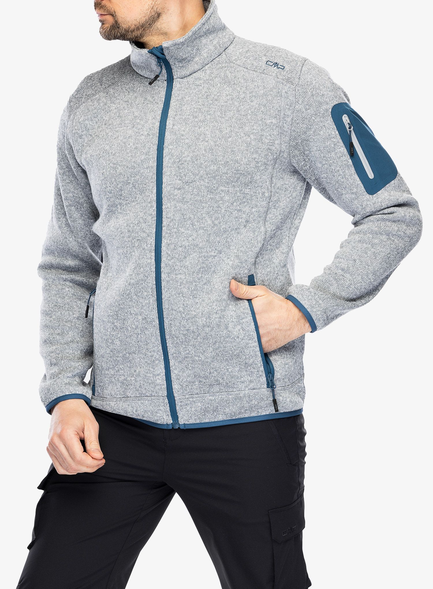 Jakna od flisa CMP Perl Jacket Knitted - cemento/bluesteel