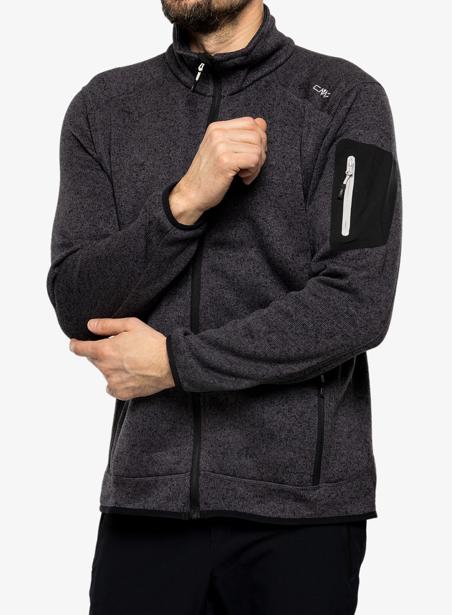 Jakna od flisa CMP Perl Jacket Knitted - nero/glacier