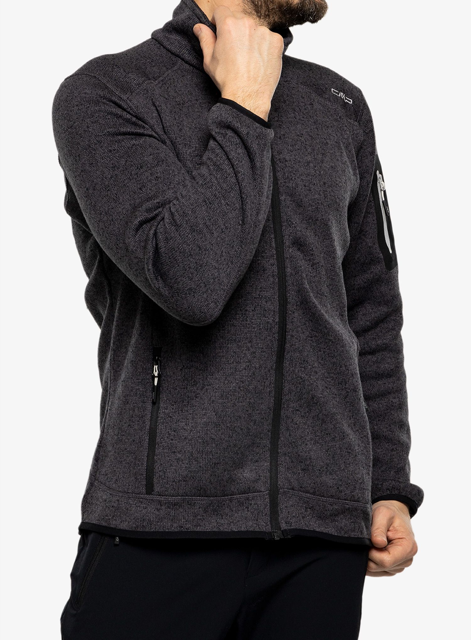 Jakna od flisa CMP Perl Jacket Knitted - nero/glacier