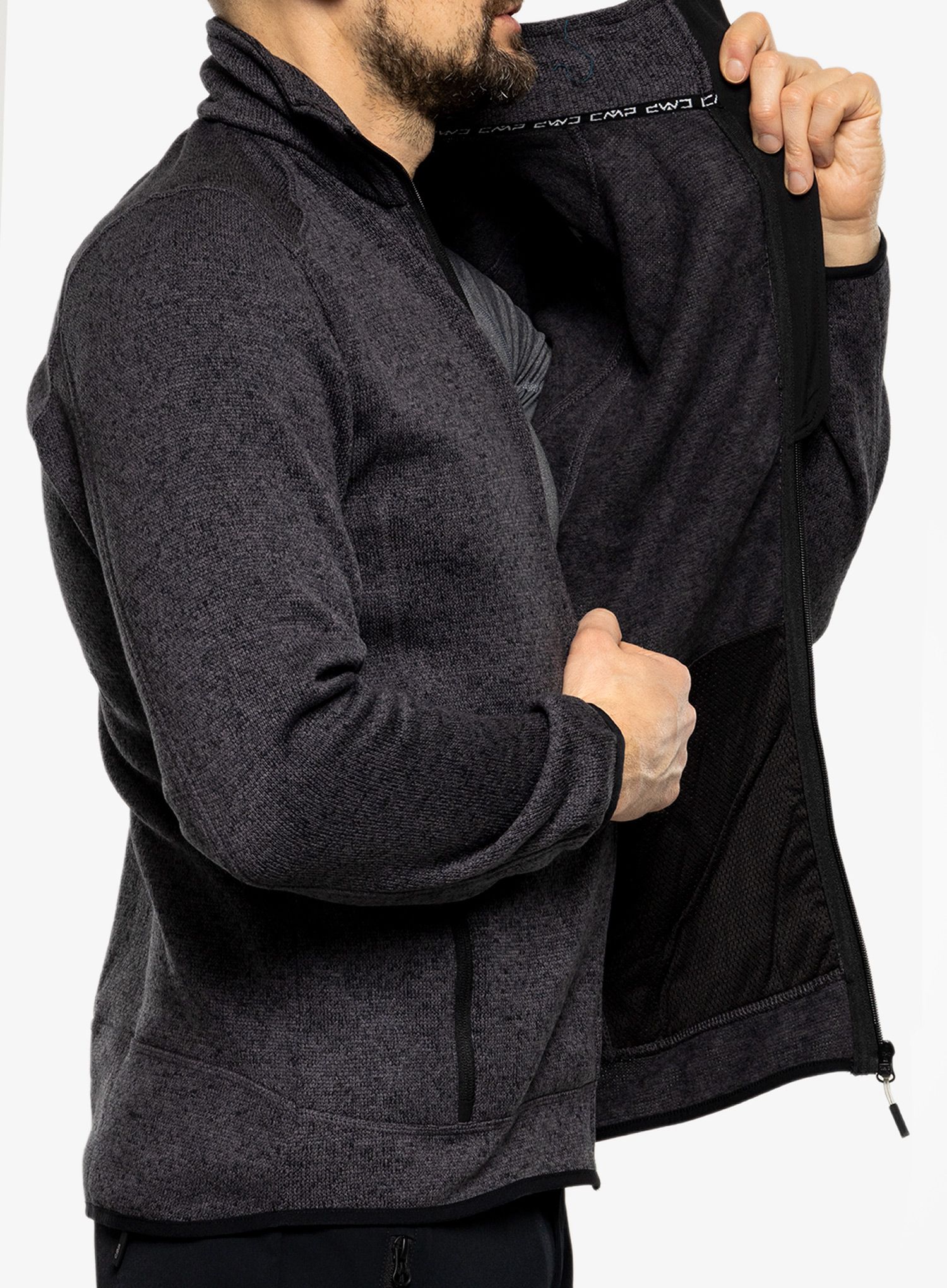 Jakna od flisa CMP Perl Jacket Knitted - nero/glacier