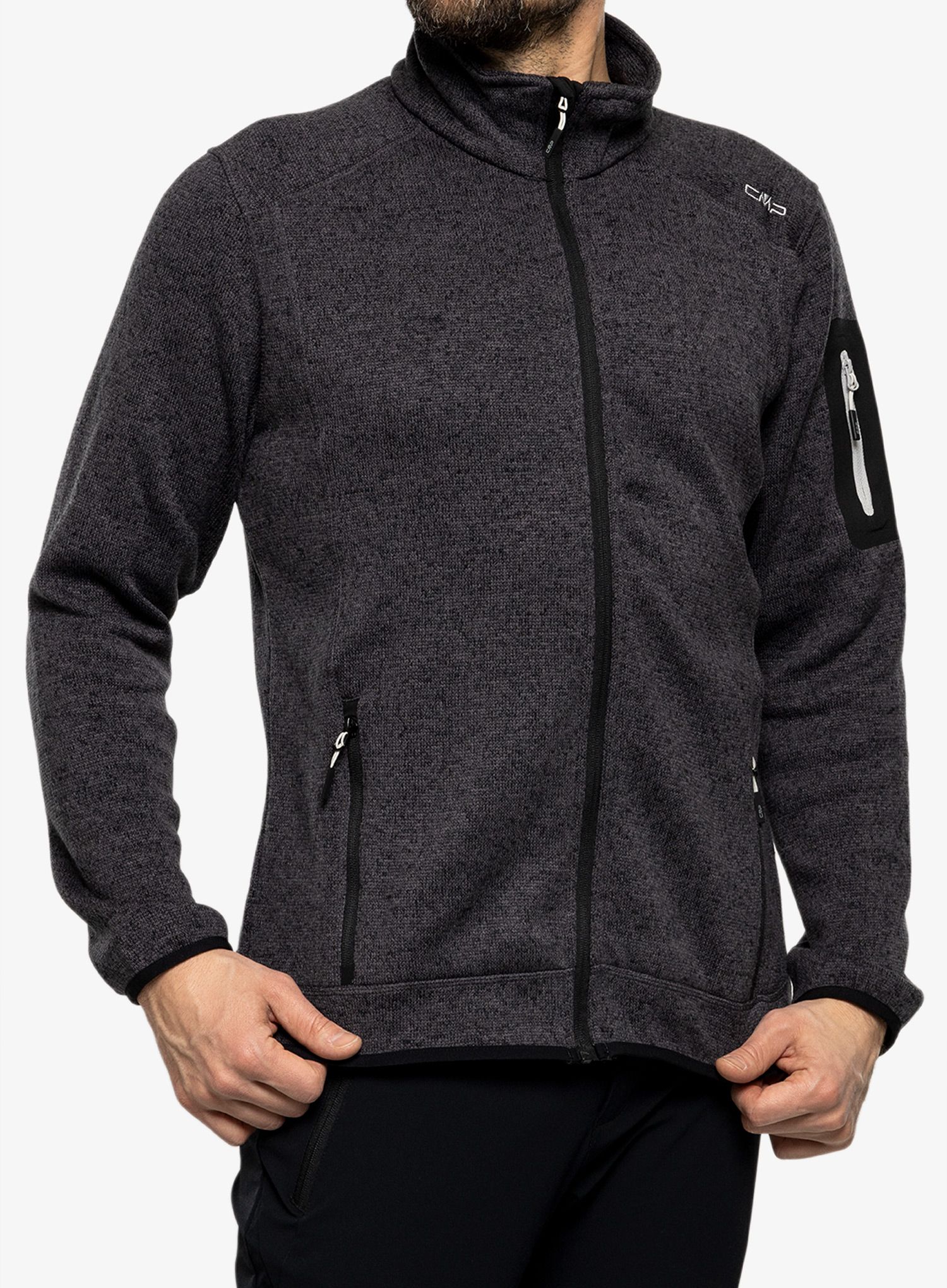 Jakna od flisa CMP Perl Jacket Knitted - nero/glacier