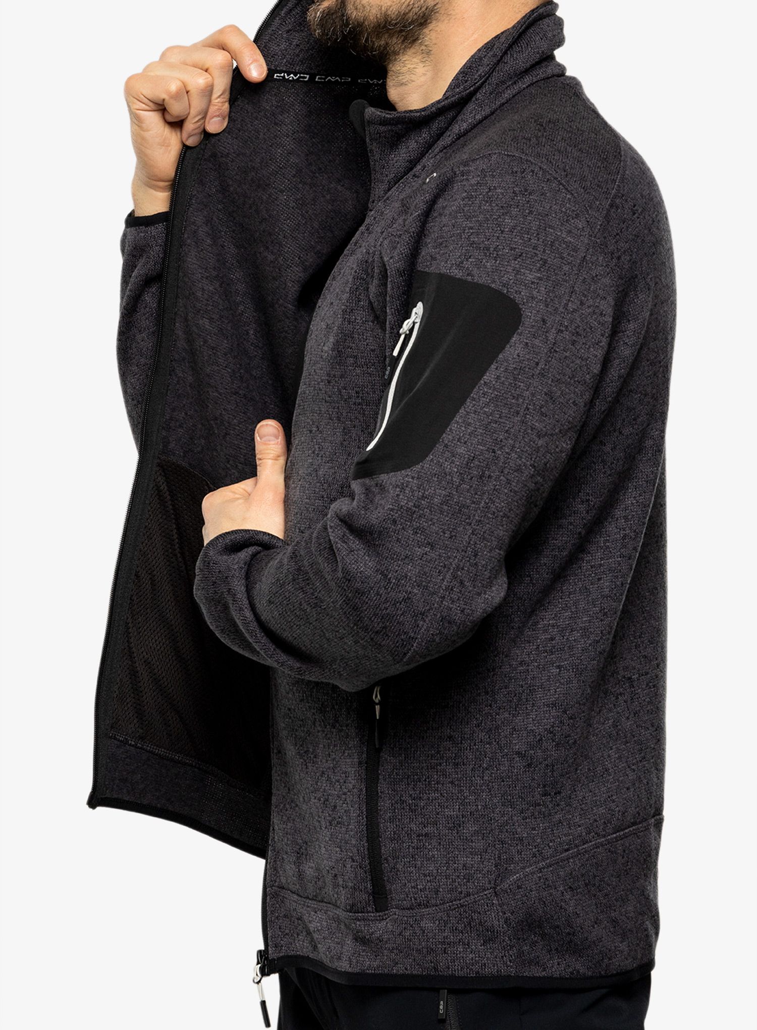 Jakna od flisa CMP Perl Jacket Knitted - nero/glacier