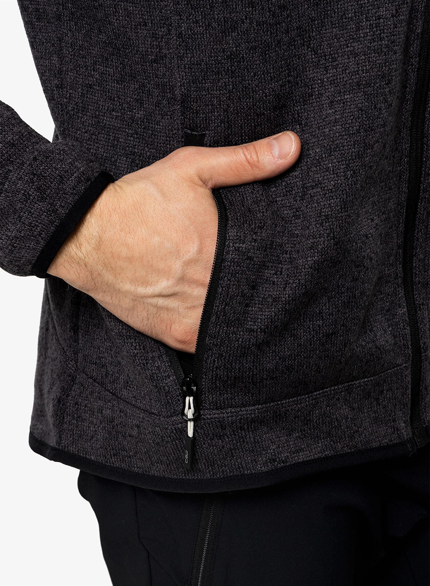 Jakna od flisa CMP Perl Jacket Knitted - nero/glacier
