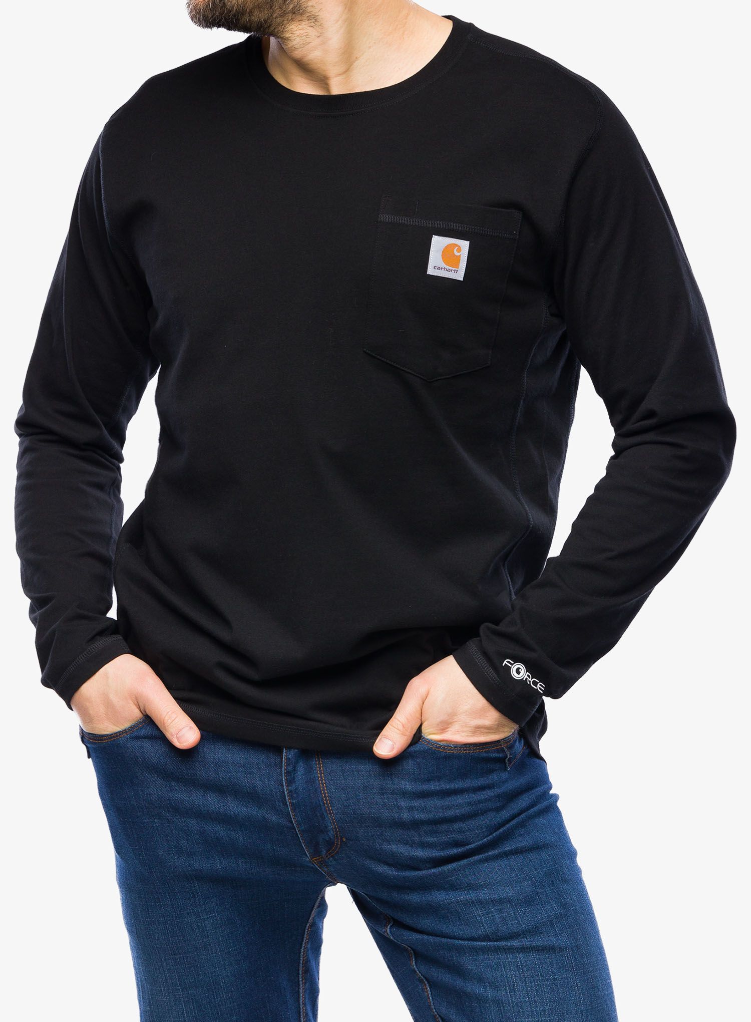 Majica dugih rukava Carhartt Force Flex Pocket T-Shirt L/S - black