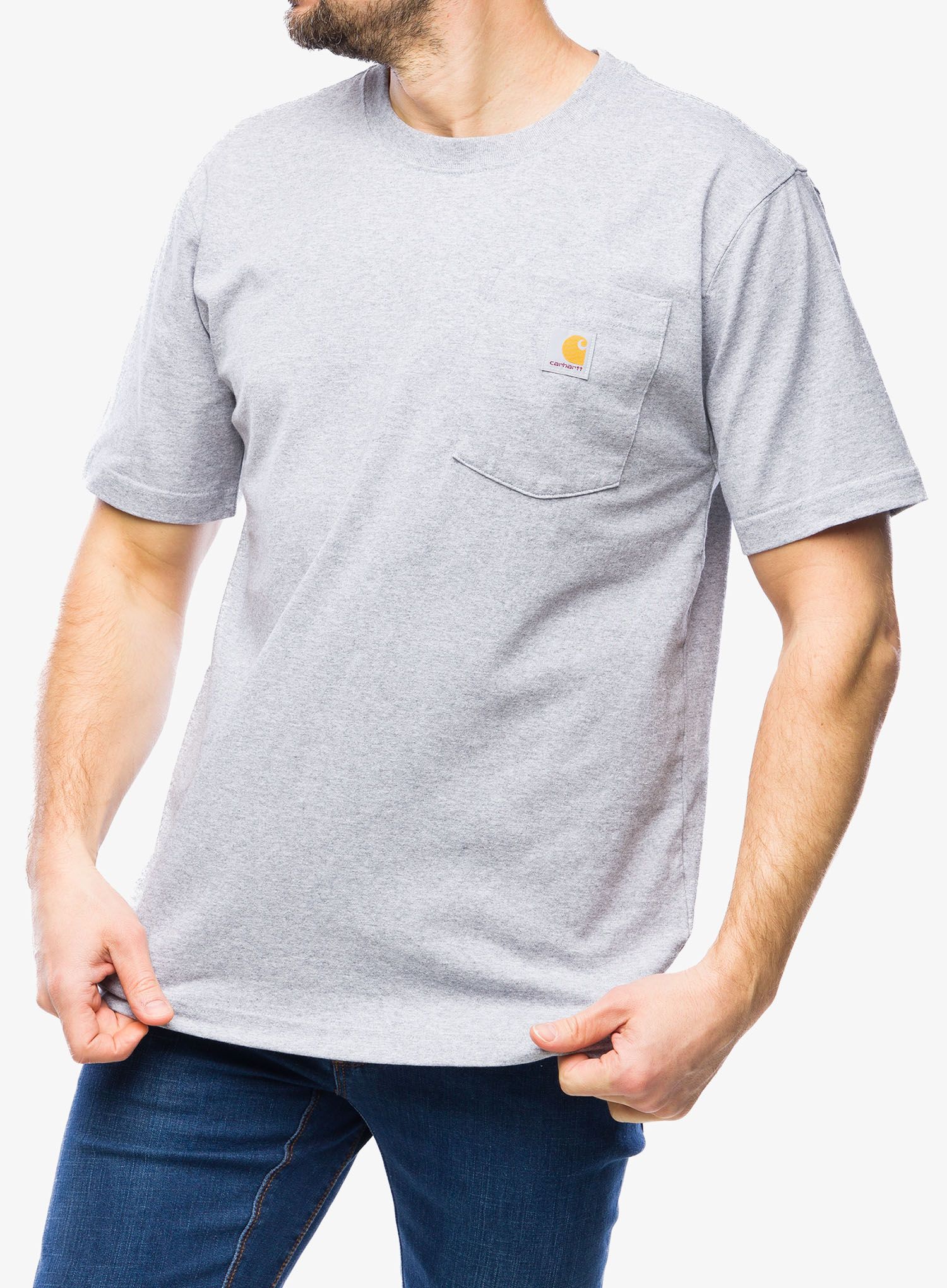 Pamučna majica Carhartt K87 Pocket S/S T-Shirt - heather grey