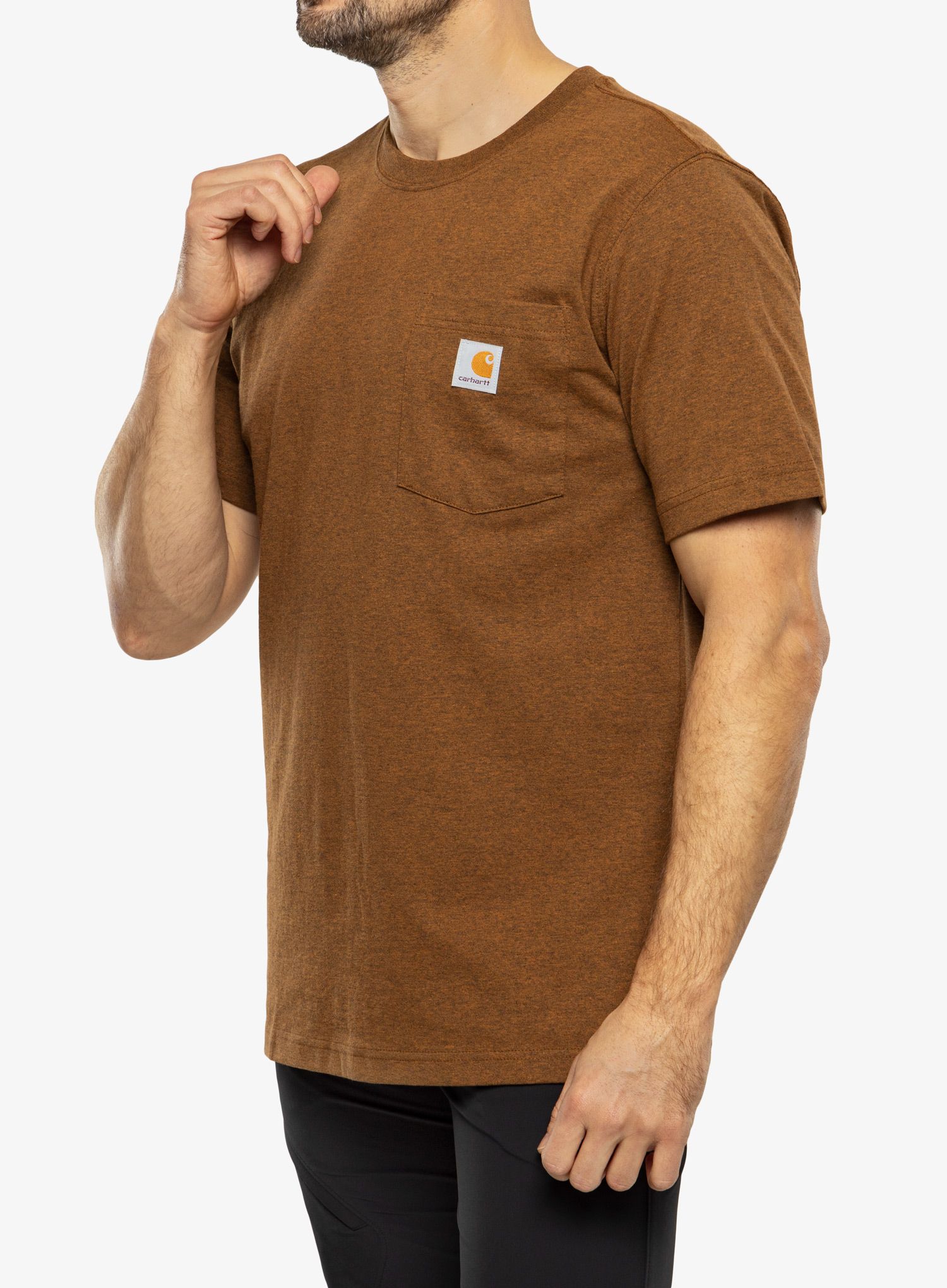 Pamučna majica Carhartt K87 Pocket S/S T-Shirt - oiled walnut heather