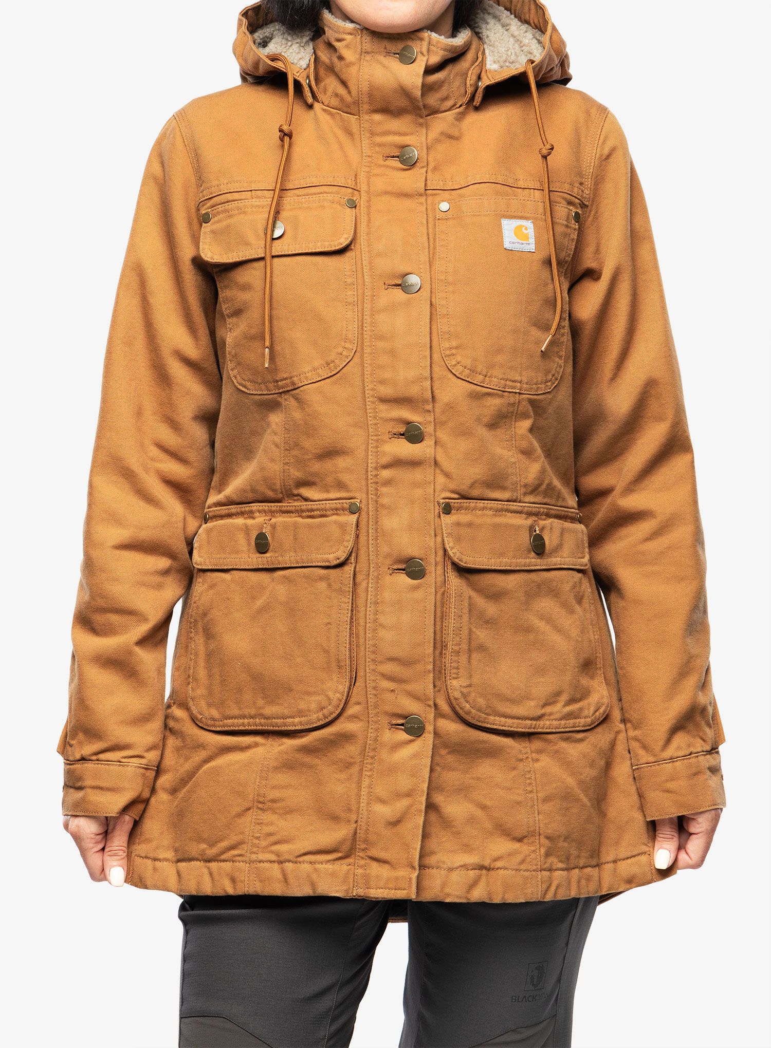 Ženski kaput Carhartt Loose Fit Weathered Duck Coat - carhartt brown