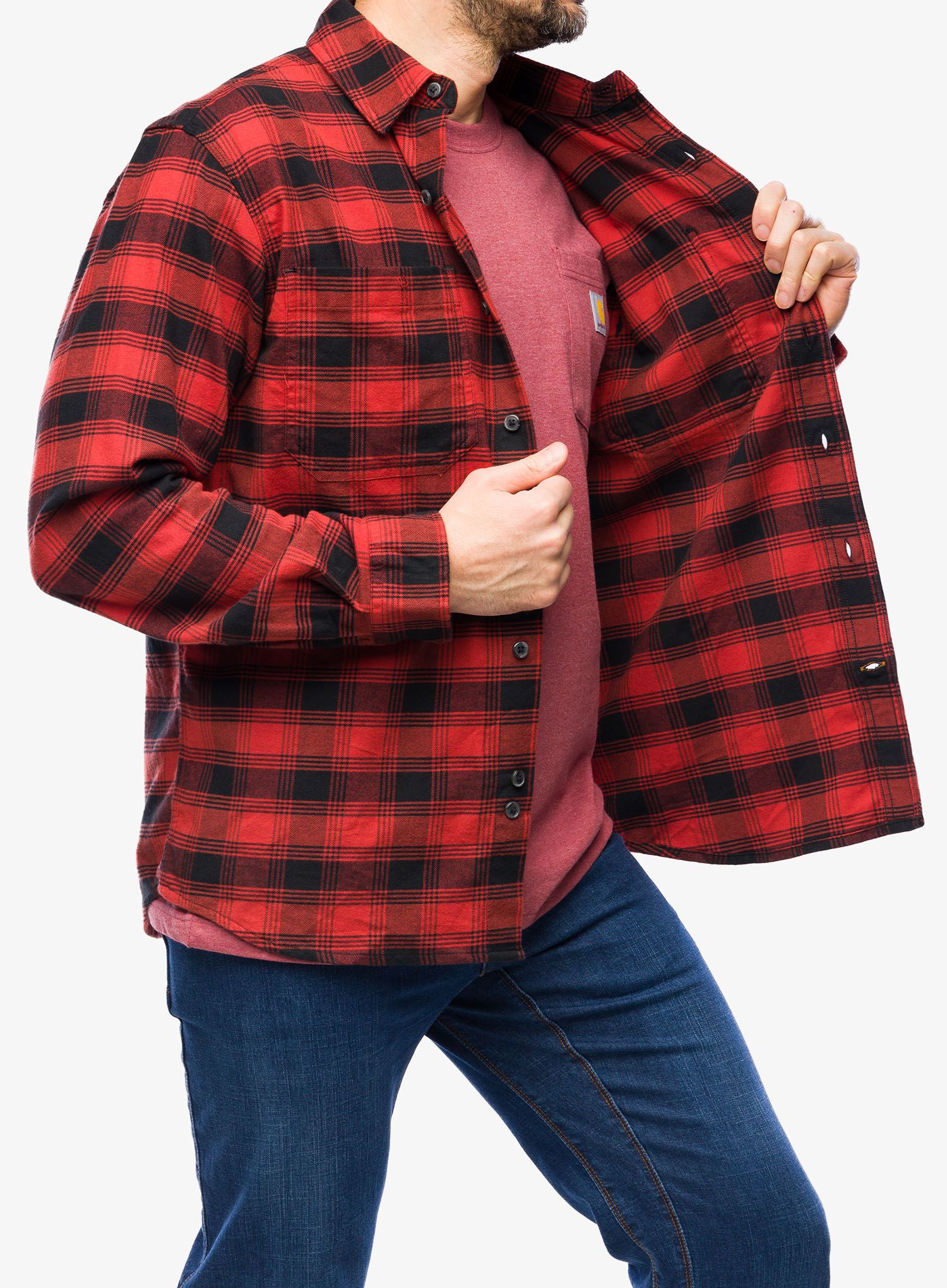 Planinarska košulja Cartartt Flannel L/S Plaid Shirt - red ochre