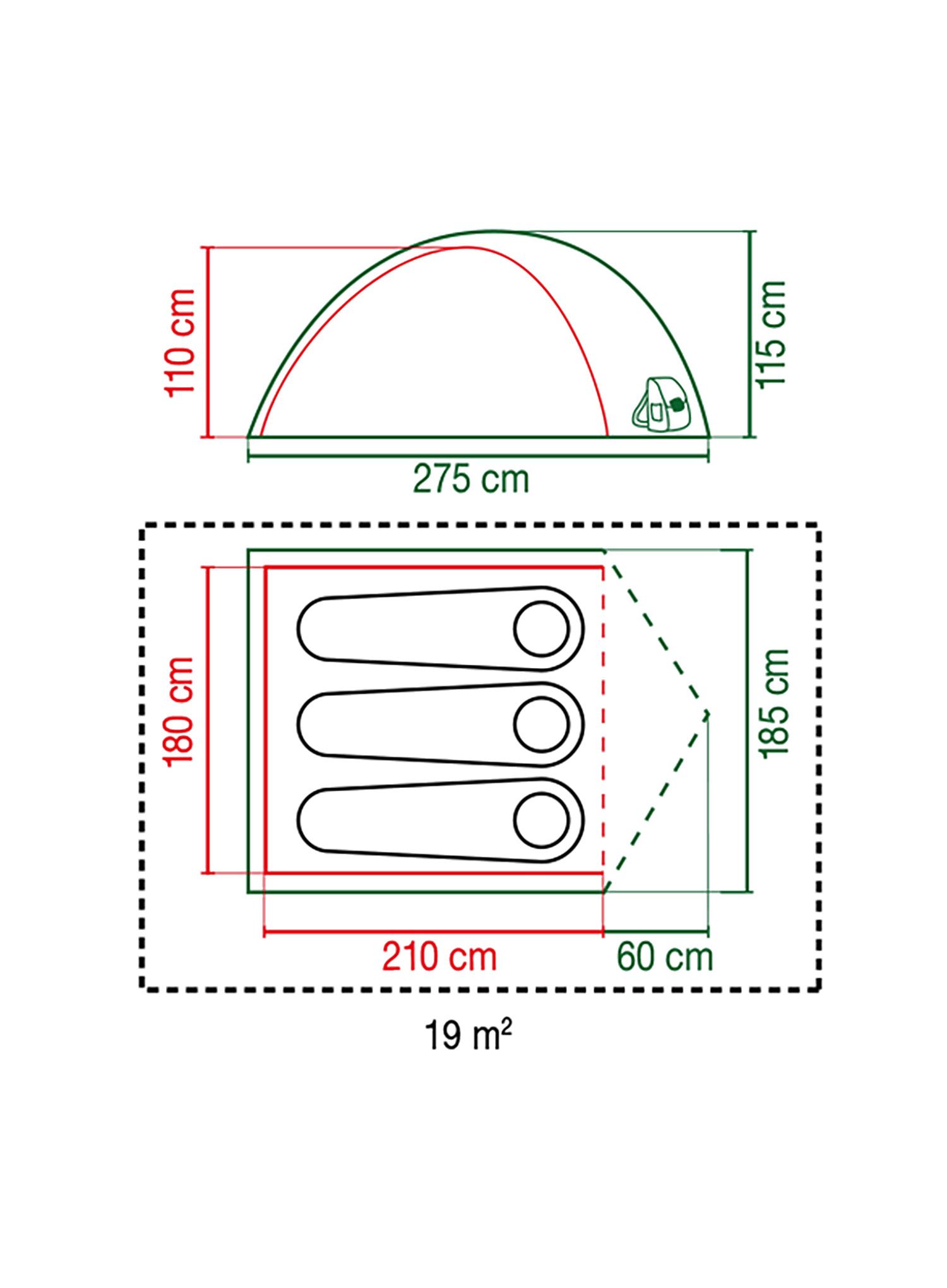 Šator za 3 osobe Coleman Darwin 2+ - grey/green