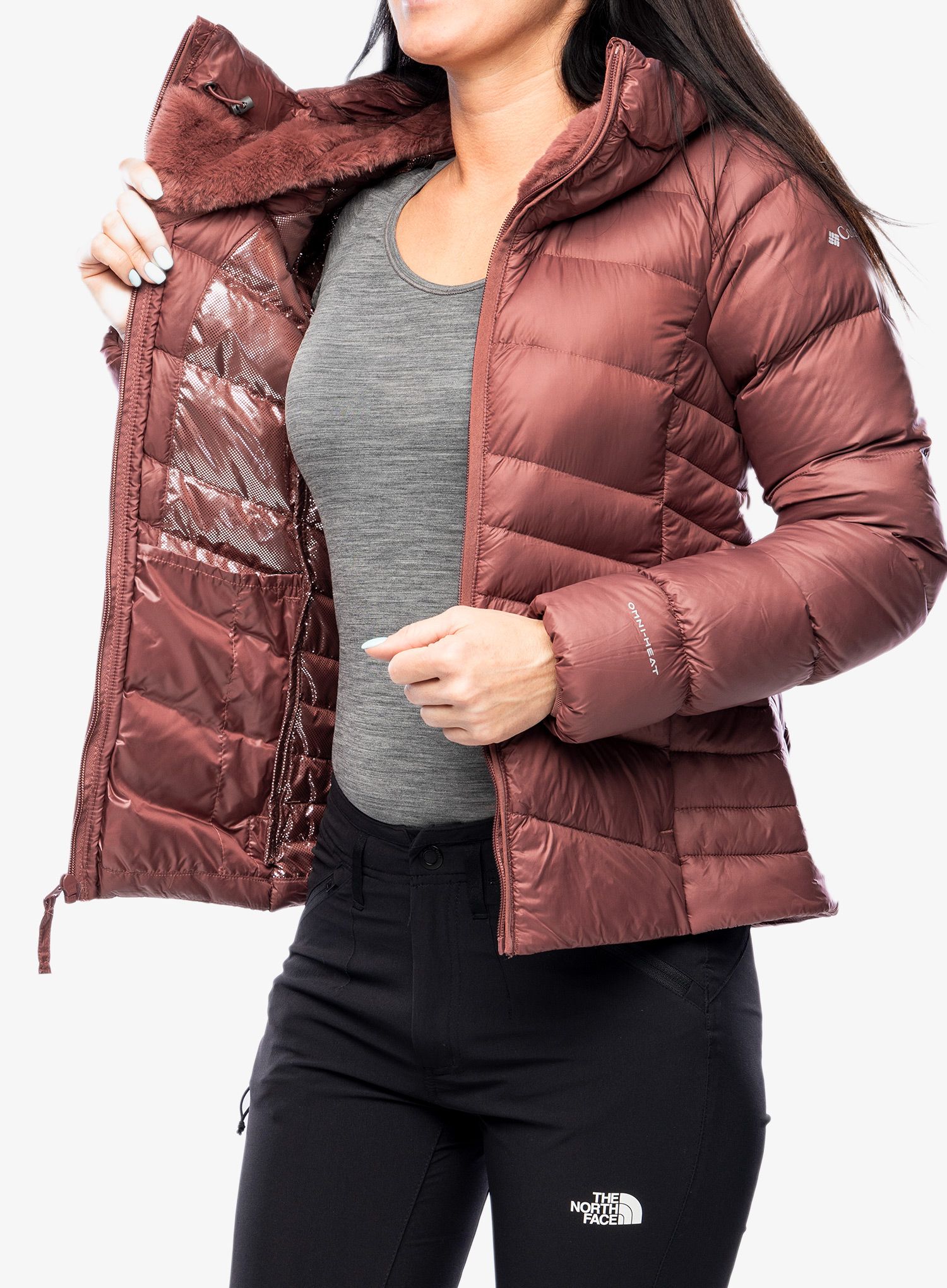Ženska perjana jakna Columbia Autumn Park Down Hooded Jacket - beetroot