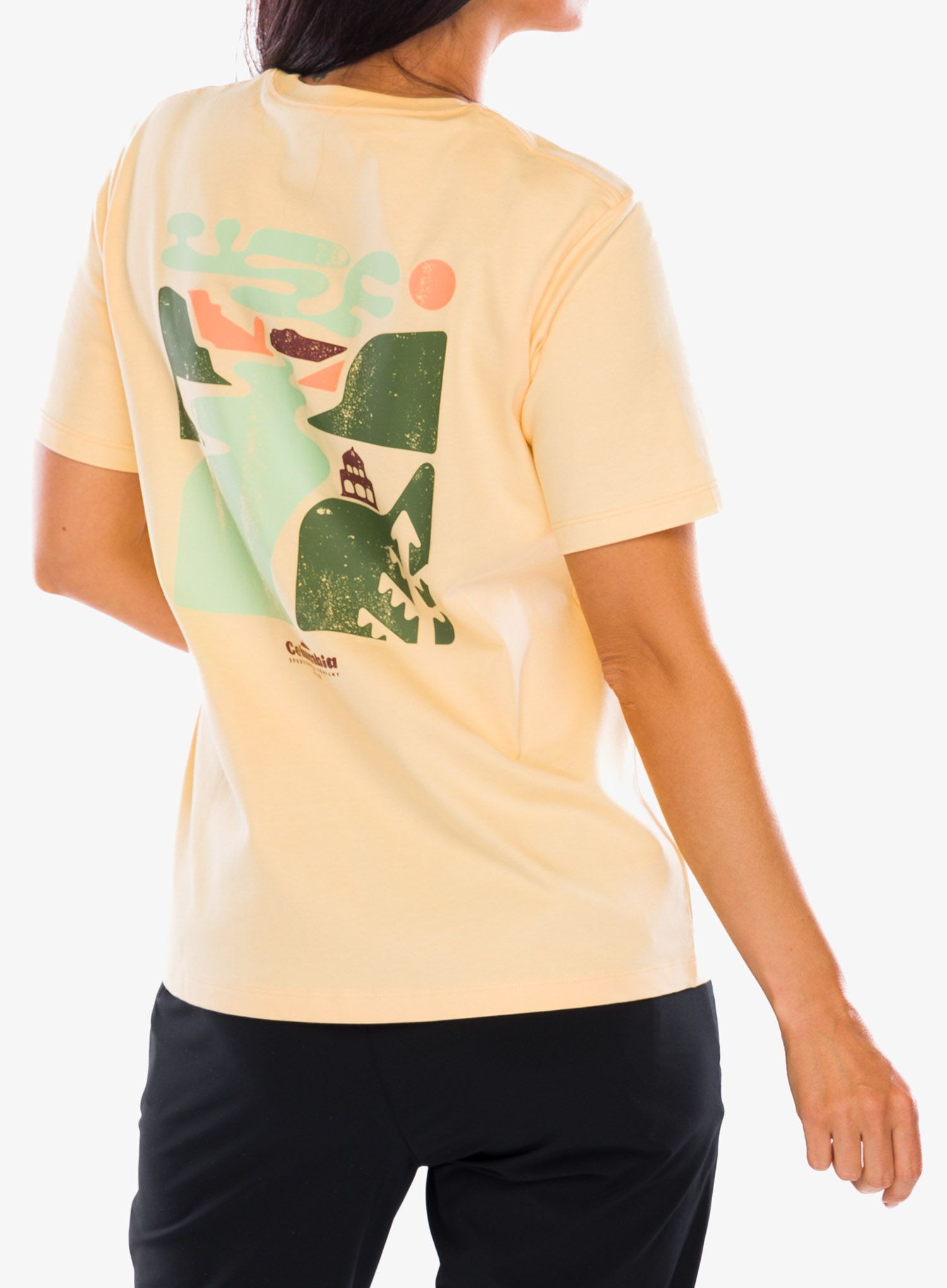 Ženska majica s tiskom Columbia Boundless Beauty Logo S/S Tee - sunkissed/simple gorge