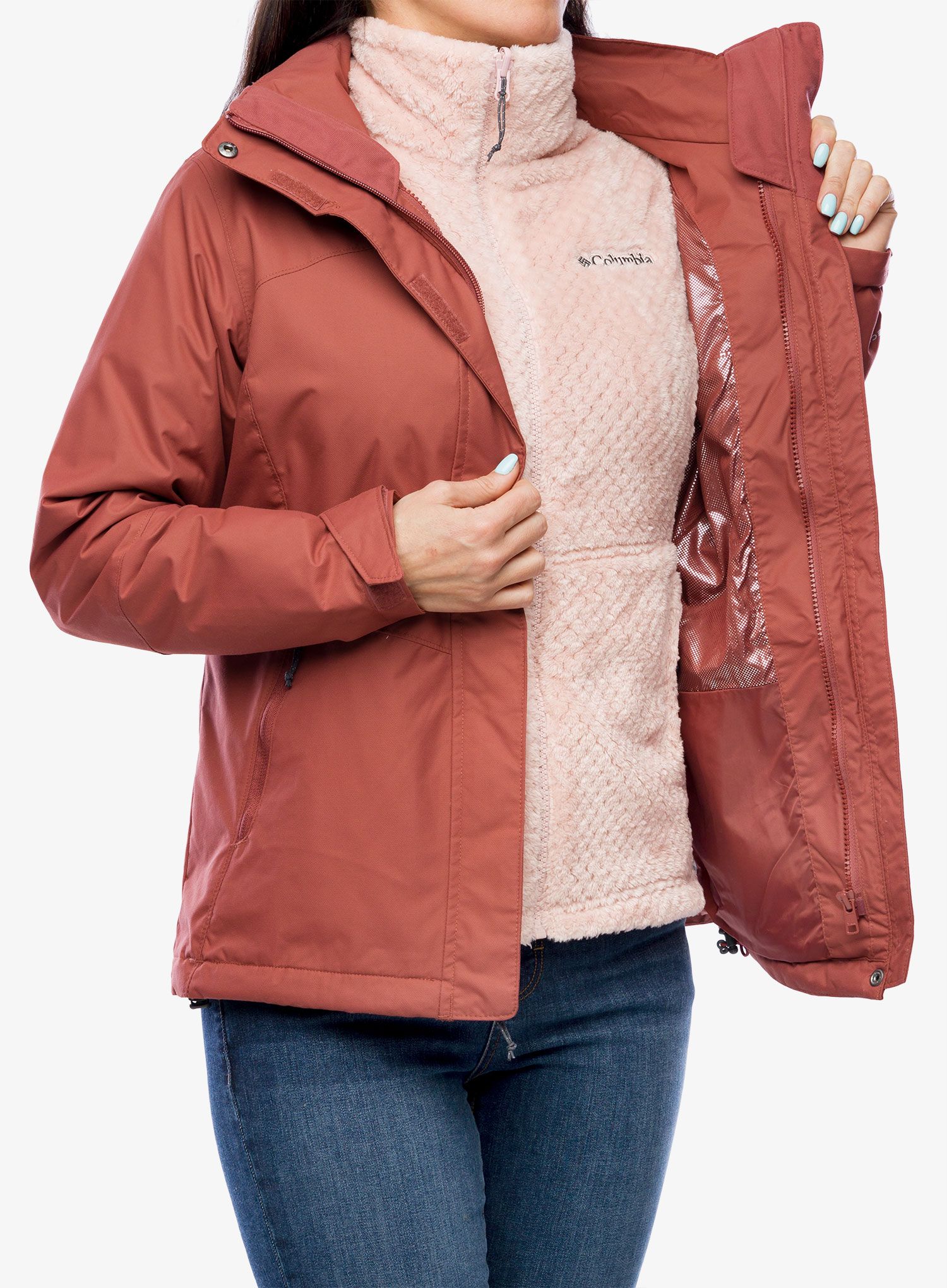 Ženska jakna 3u1 Columbia Bugaboo II Fleece Interchange Jacket - beetroot/dusty pink