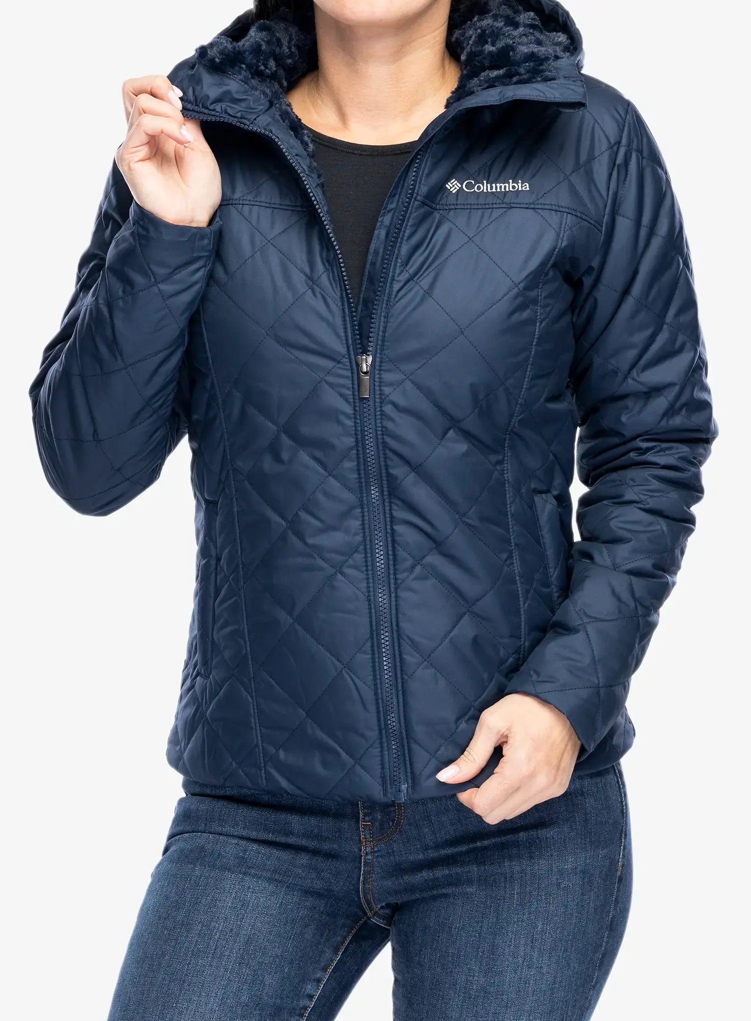 Jakna s postavom ženska Columbia Copper Crest II Hooded Jacket - collegiate navy
