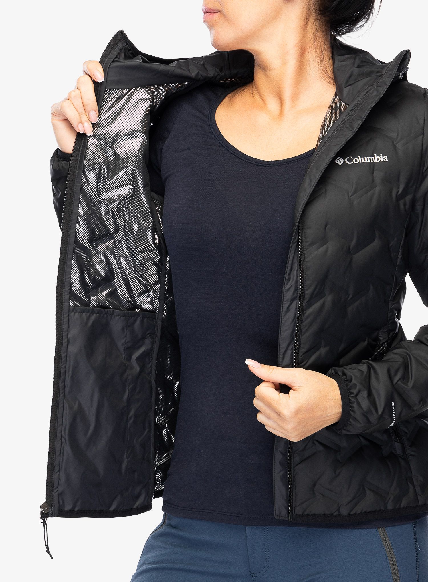 Ženska perjana jakna Columbia Delta Ridge II Down Hooded Jacket - black