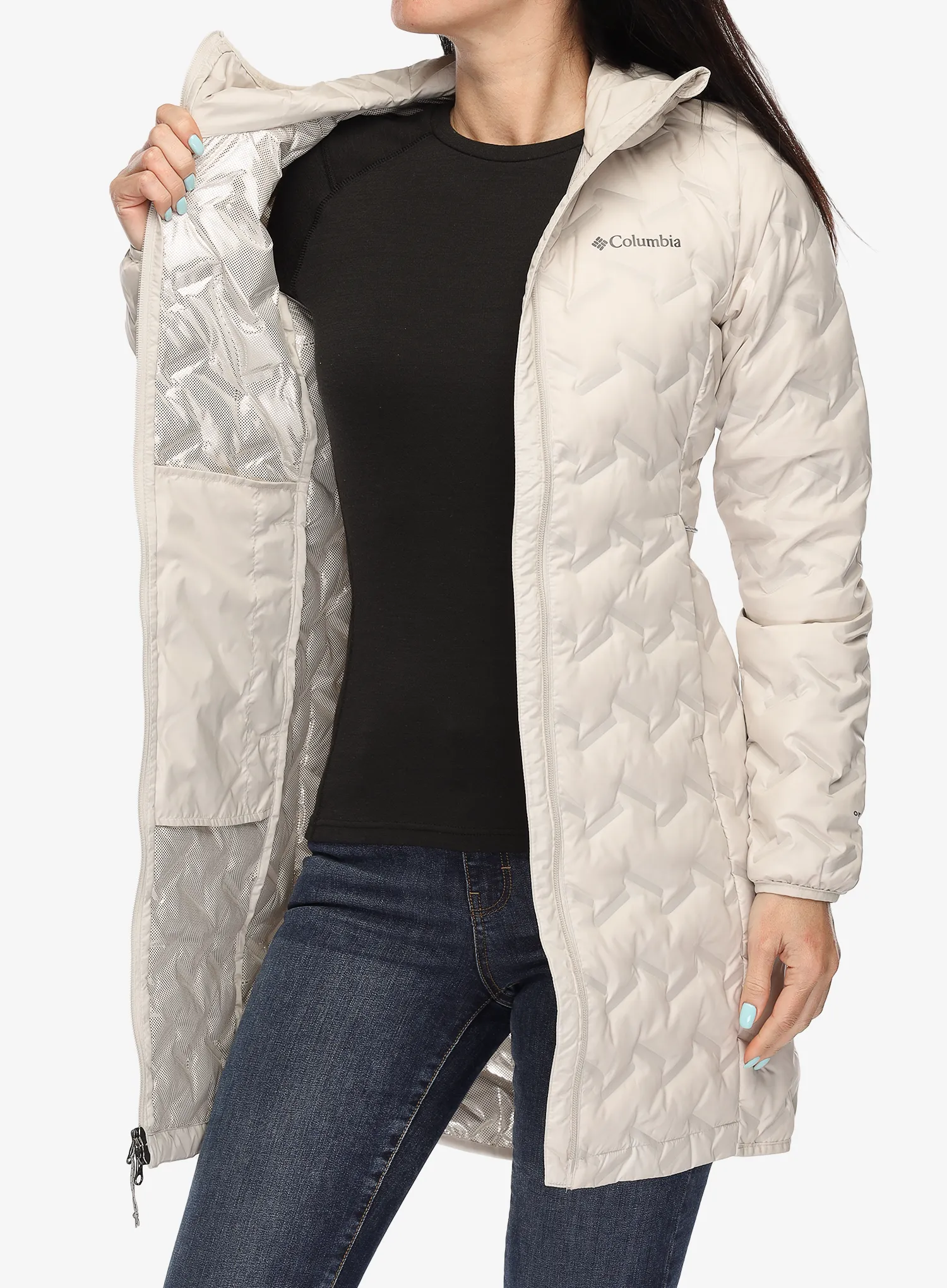 Ženski perjani kaput Columbia Delta Ridge II Long Down Jacket - dark stone