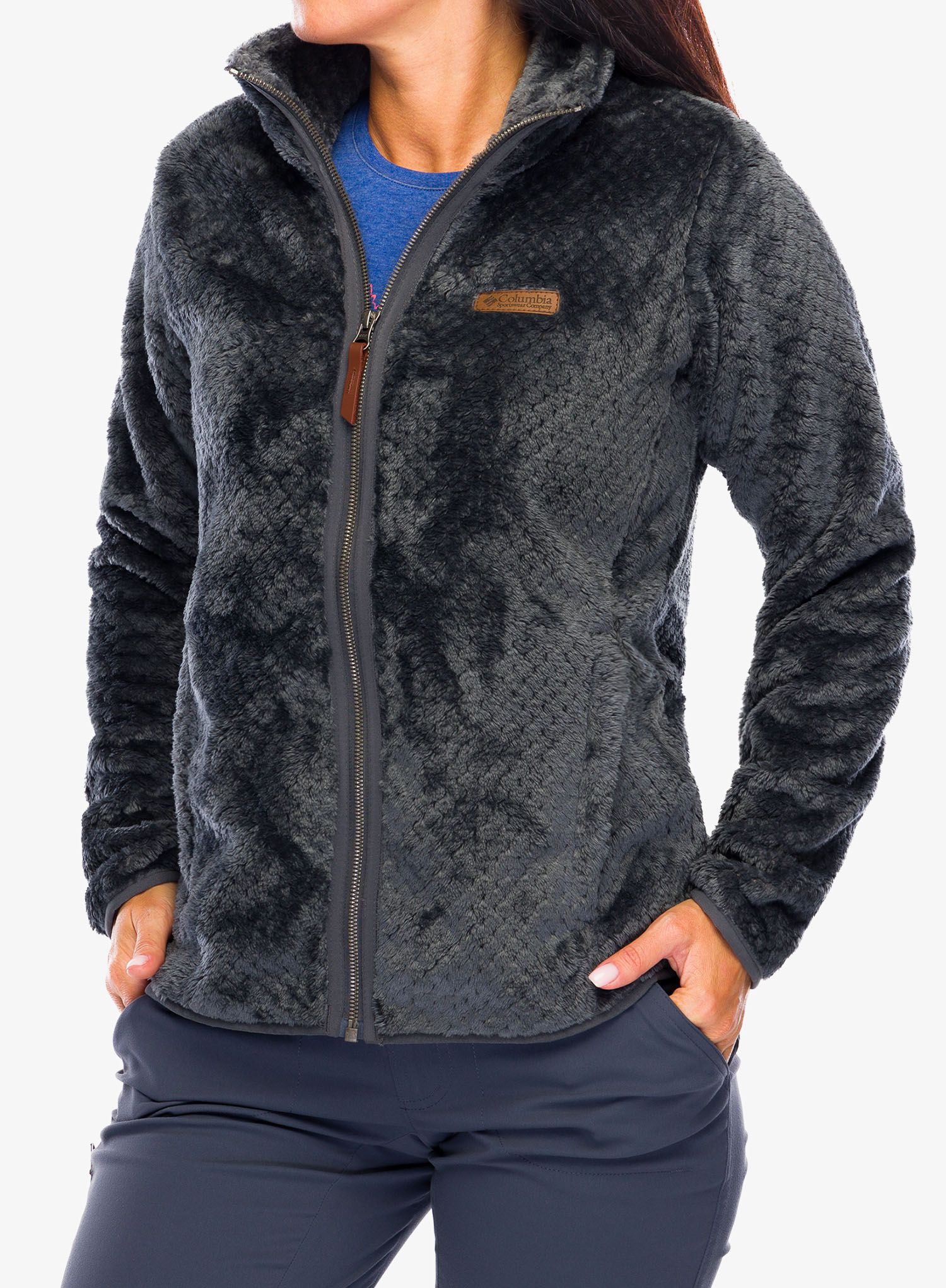 Ženska jakna od flisa Columbia Fire Side II Sherpa - shark