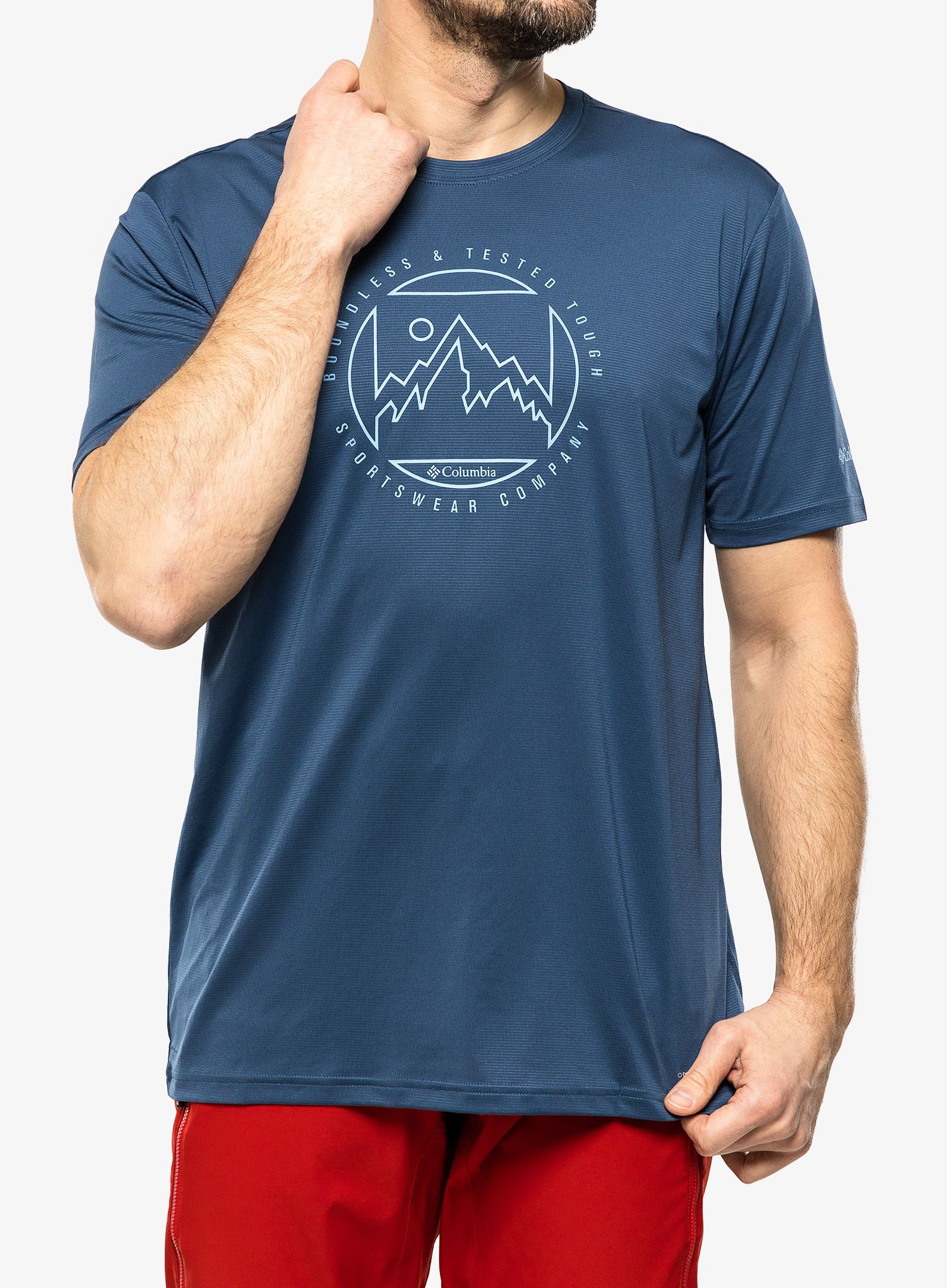 Majica s tiskom Columbia Ice Lake SS Tee - dark mountain/boundless HD