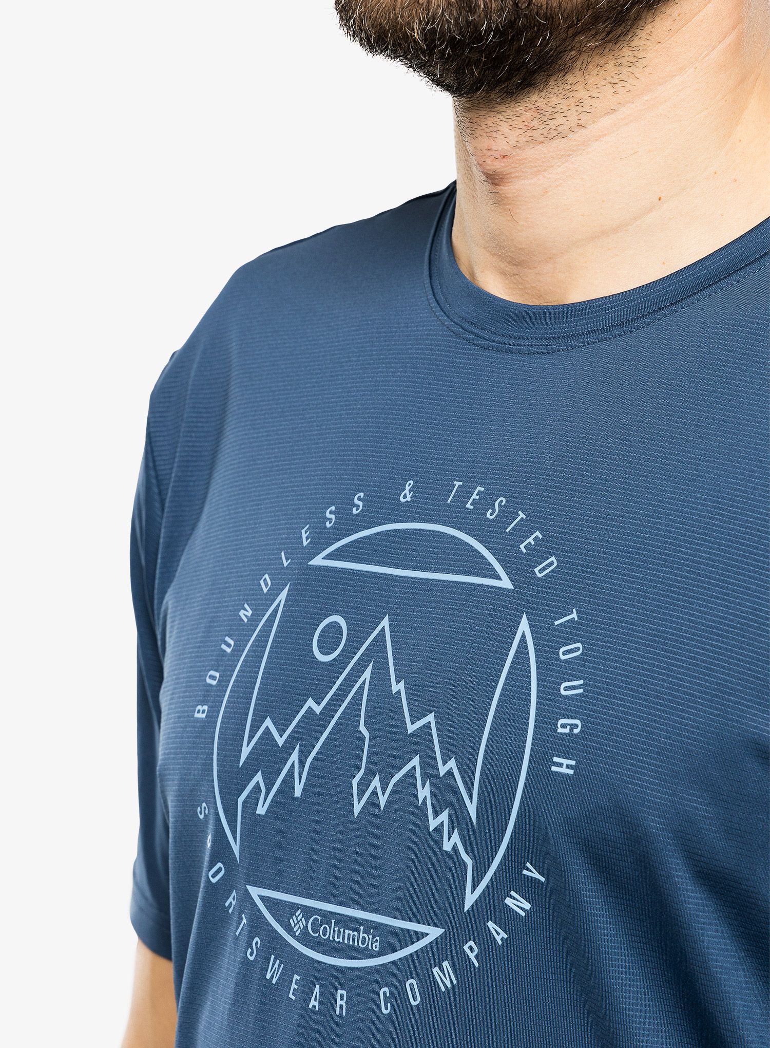 Majica s tiskom Columbia Ice Lake SS Tee - dark mountain/boundless HD