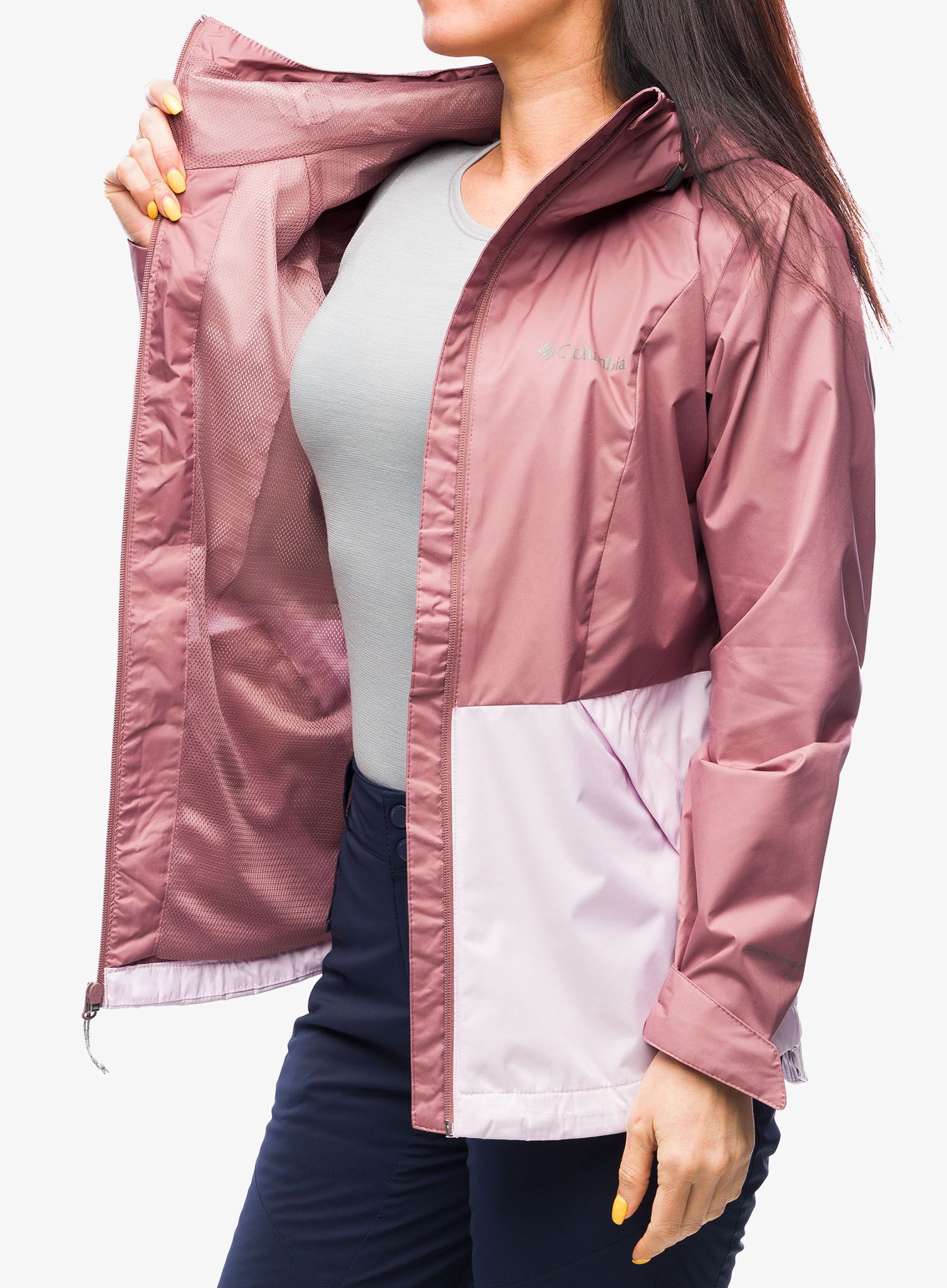 Ženska kišna jakna Columbia Inner Limits III Jacket - fig/pink dawn