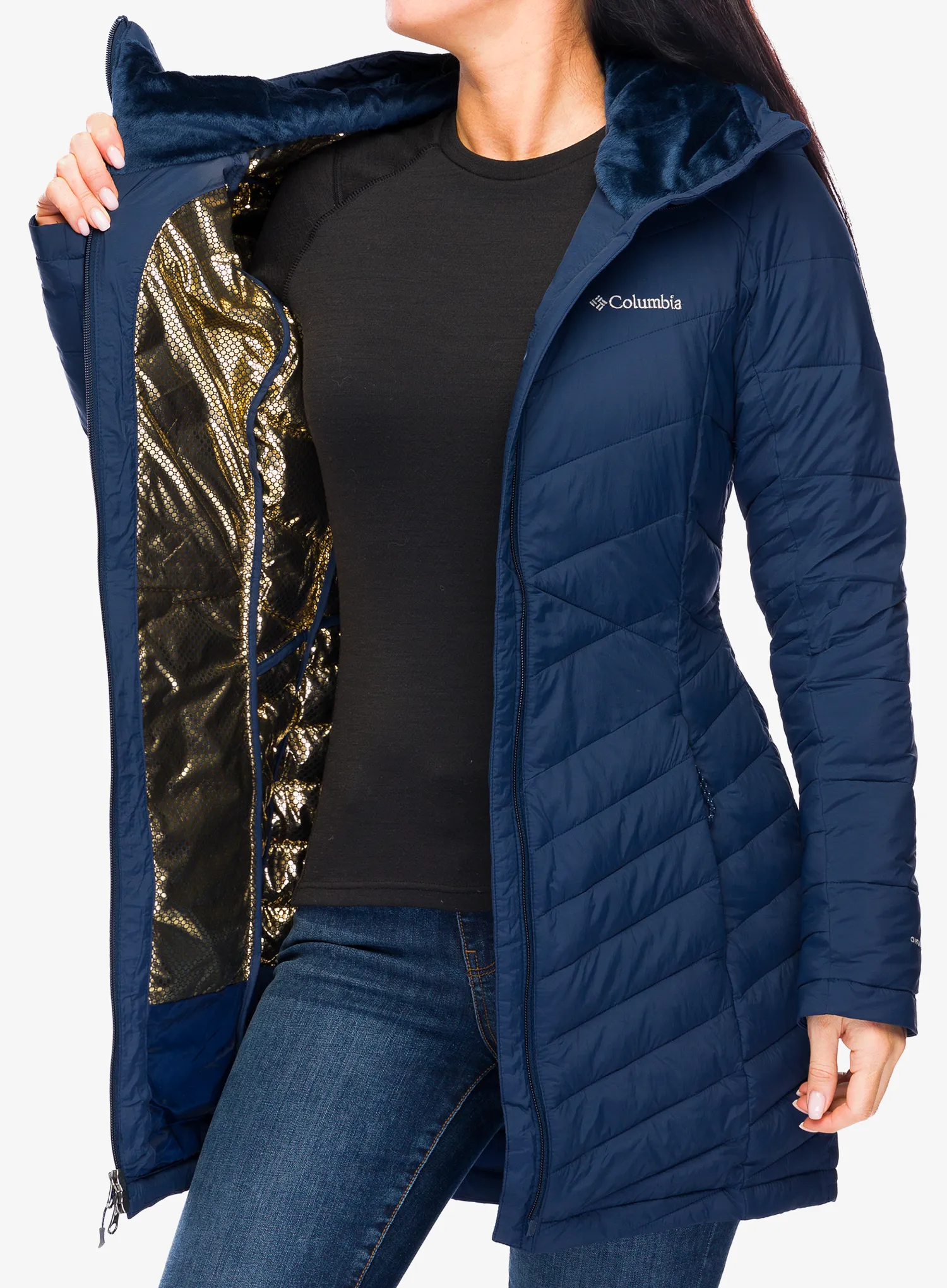 Ženski kaput Columbia Joy Peak II Mid Jacket - collegiate navy/snowdrift/blue