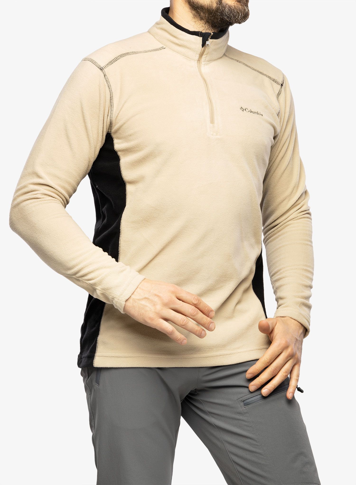 Dukserica od flisa Columbia Klamath Range II 1/2 Zip - ancient fossil/black