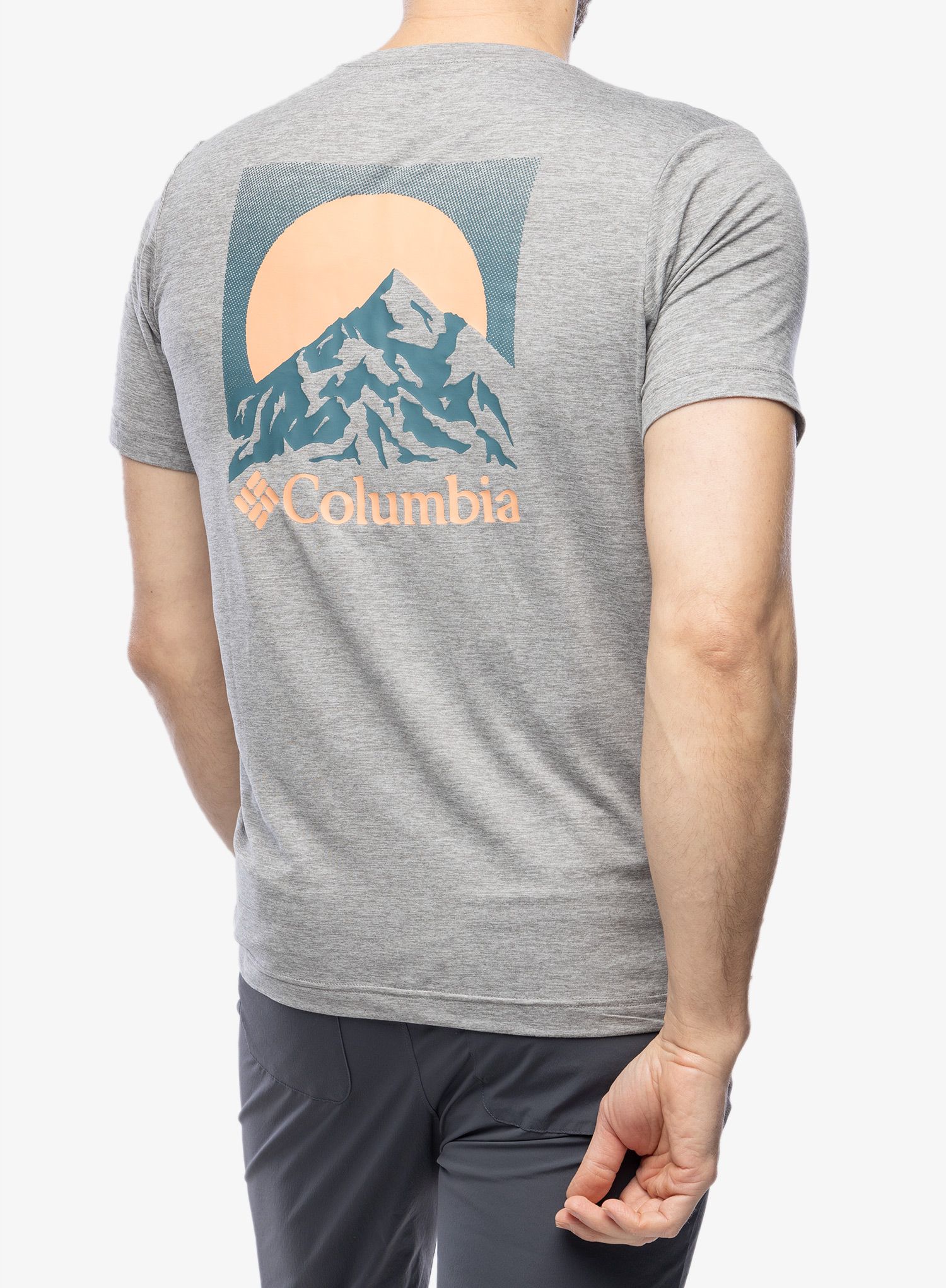 Brzosušeća majica Columbia Kwick Hike Back Graphic S/S Tee - boulder heather/moonscape