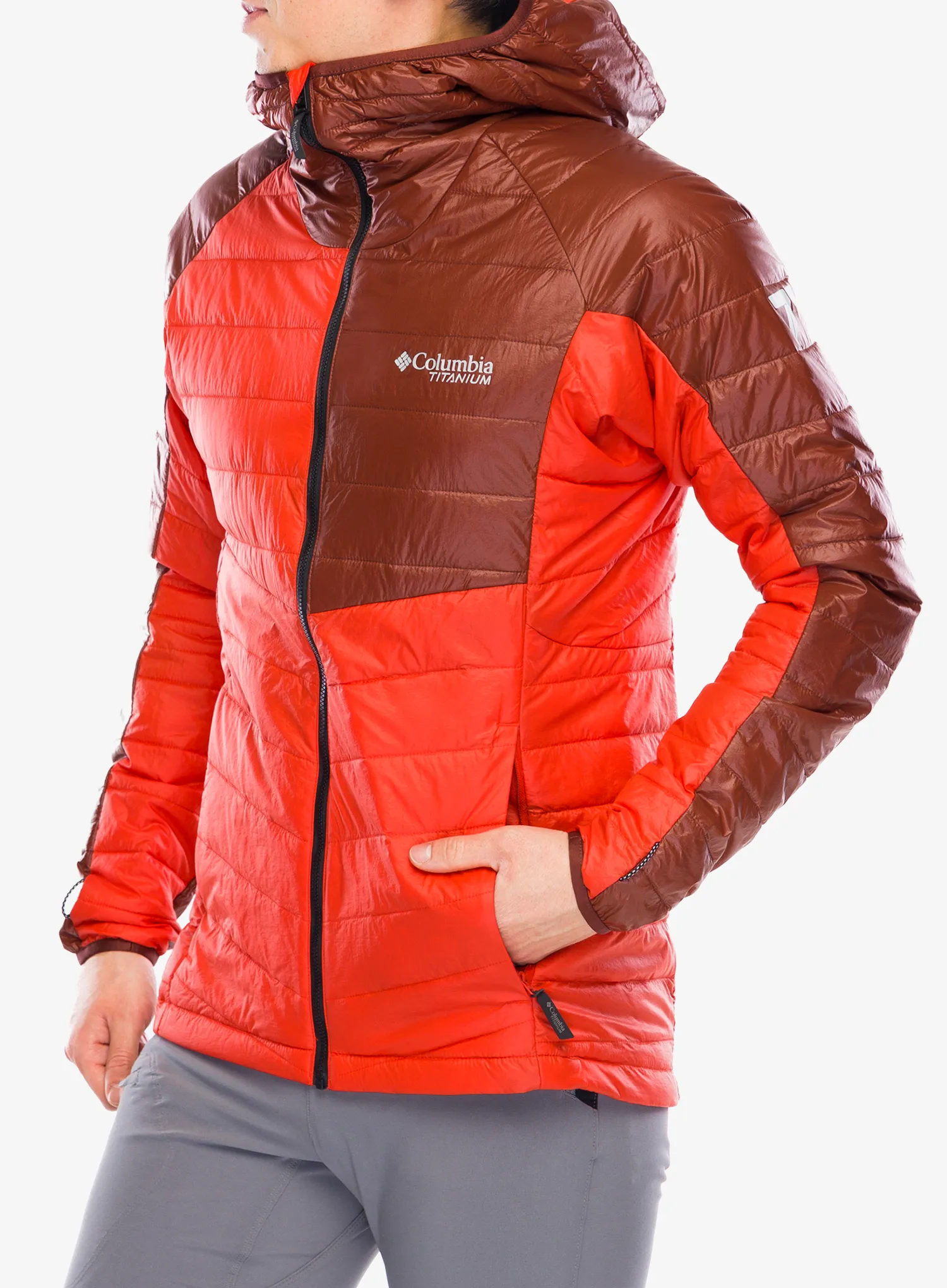 Jakna s postavom Columbia Platinum Peak II Hooded Jacket - spicy/spice