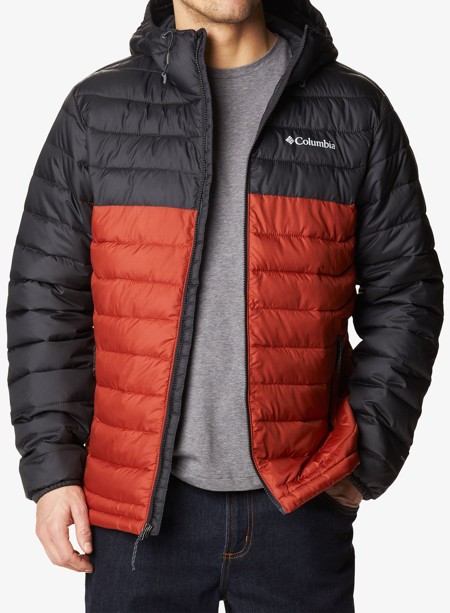 Jakna s postavom Columbia Powder Lite Hooded Jacket - warp red/shark