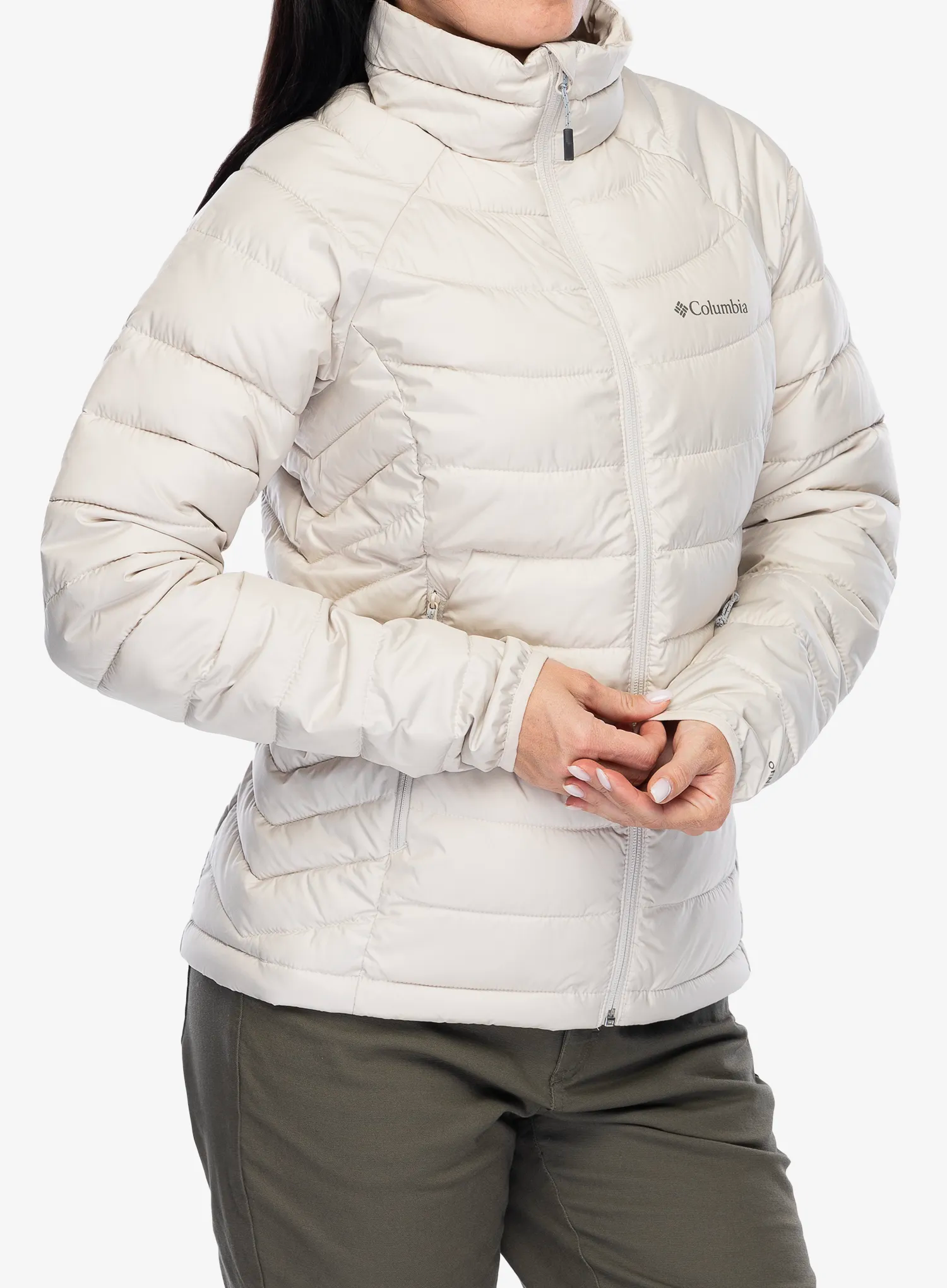 Jakna s postavom ženska Columbia Powder Lite II Full Zip Jacket - dark stone