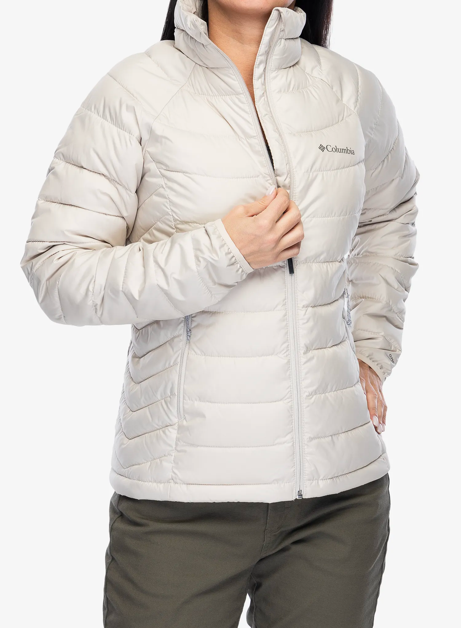 Jakna s postavom ženska Columbia Powder Lite II Full Zip Jacket - dark stone