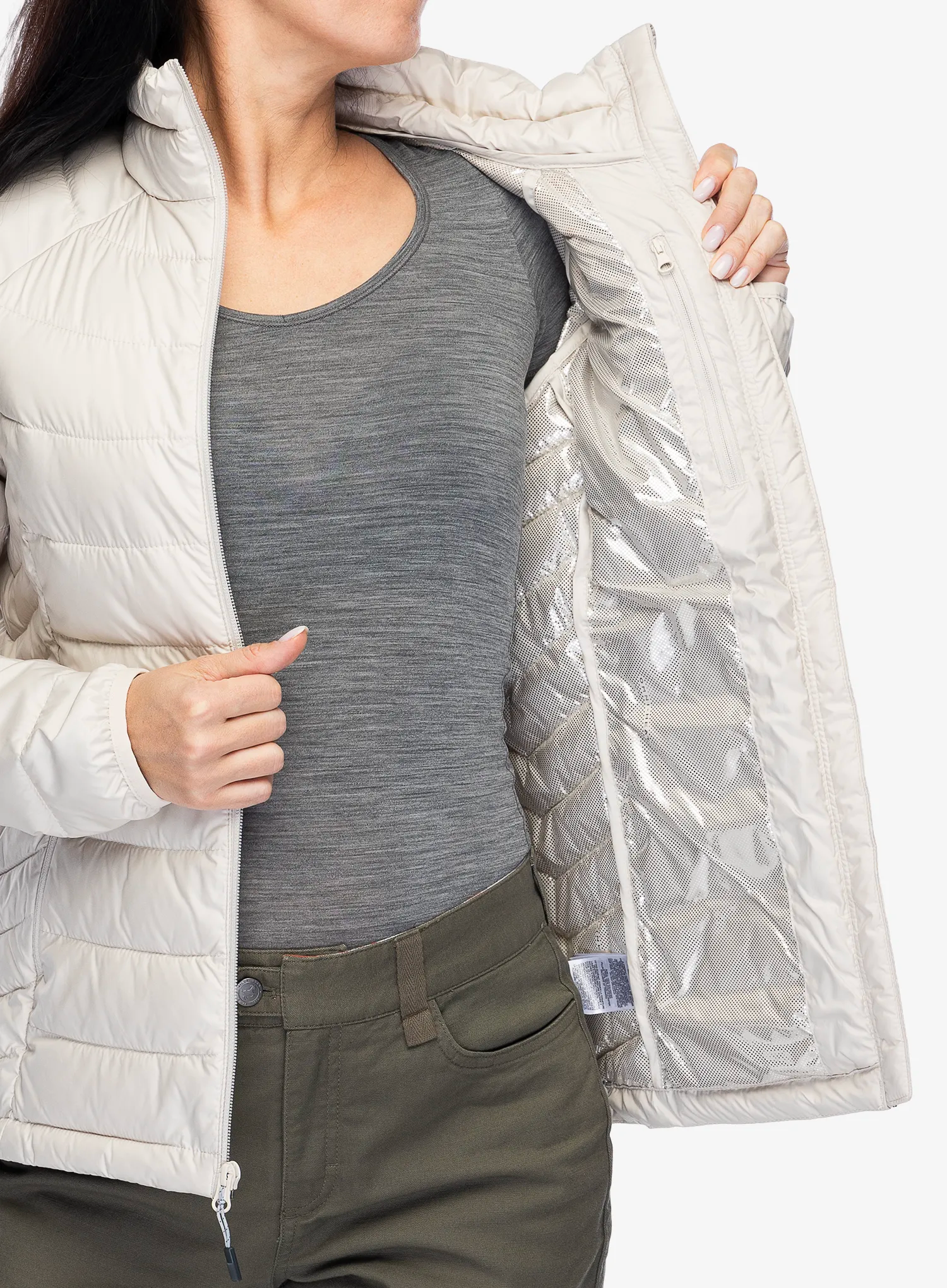 Jakna s postavom ženska Columbia Powder Lite II Full Zip Jacket - dark stone