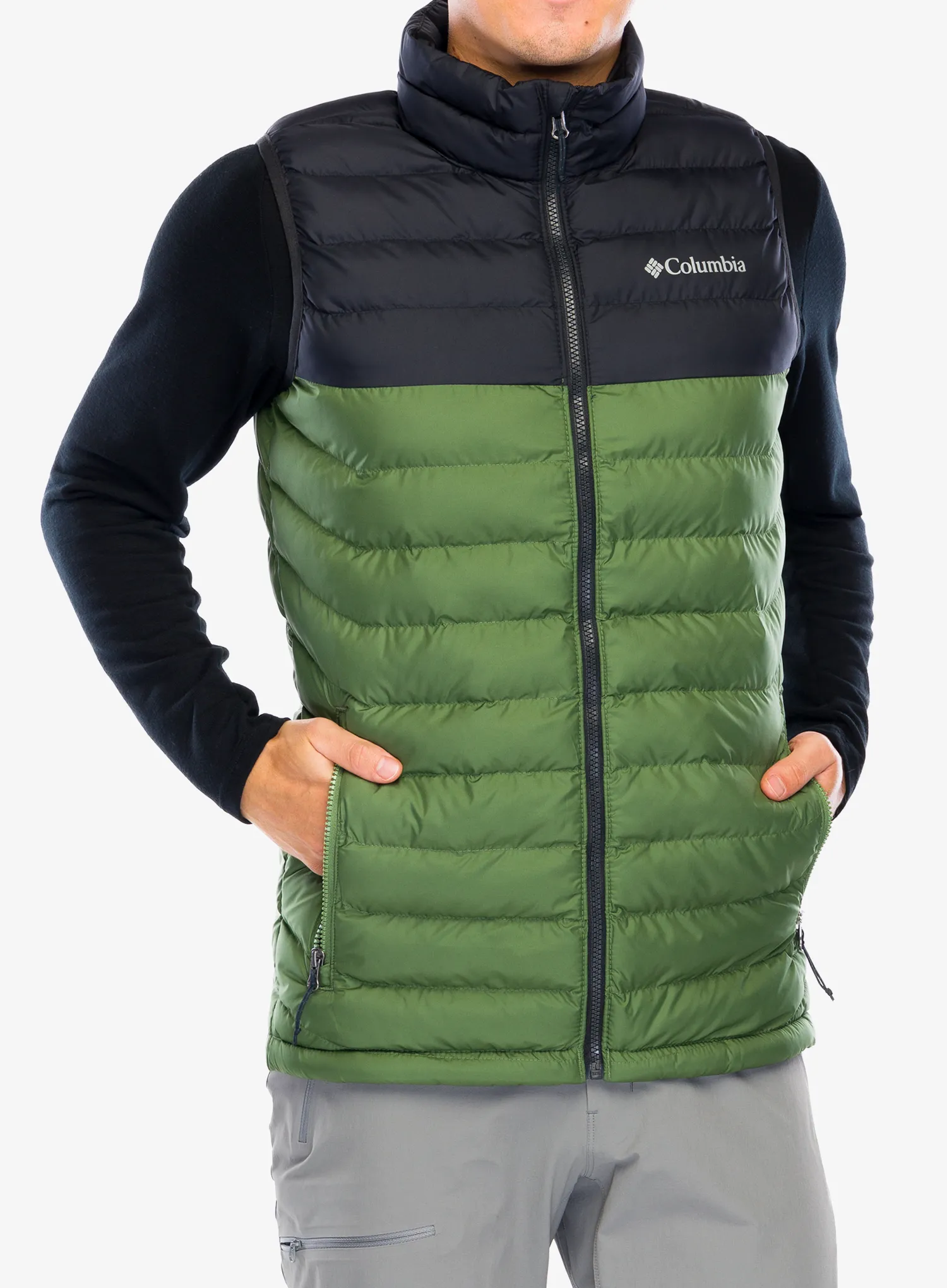 Prsluk s postavom Columbia Powder Lite Vest - canteen/black