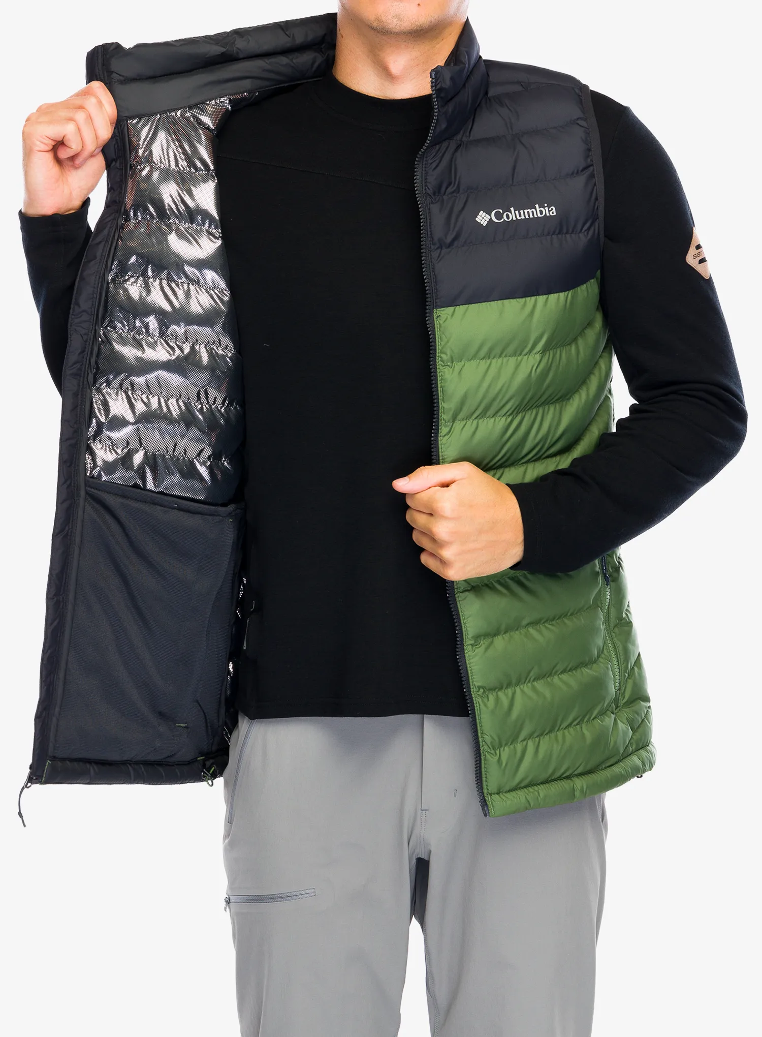 Prsluk s postavom Columbia Powder Lite Vest - canteen/black