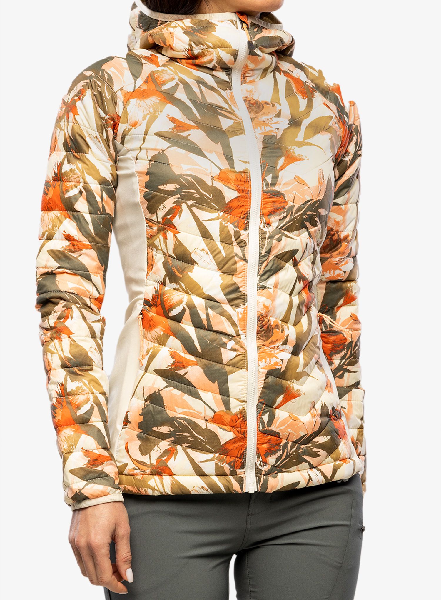 Jakna s postavom ženska Columbia Powder Pass Hooded Jacket - chalk floriculture print
