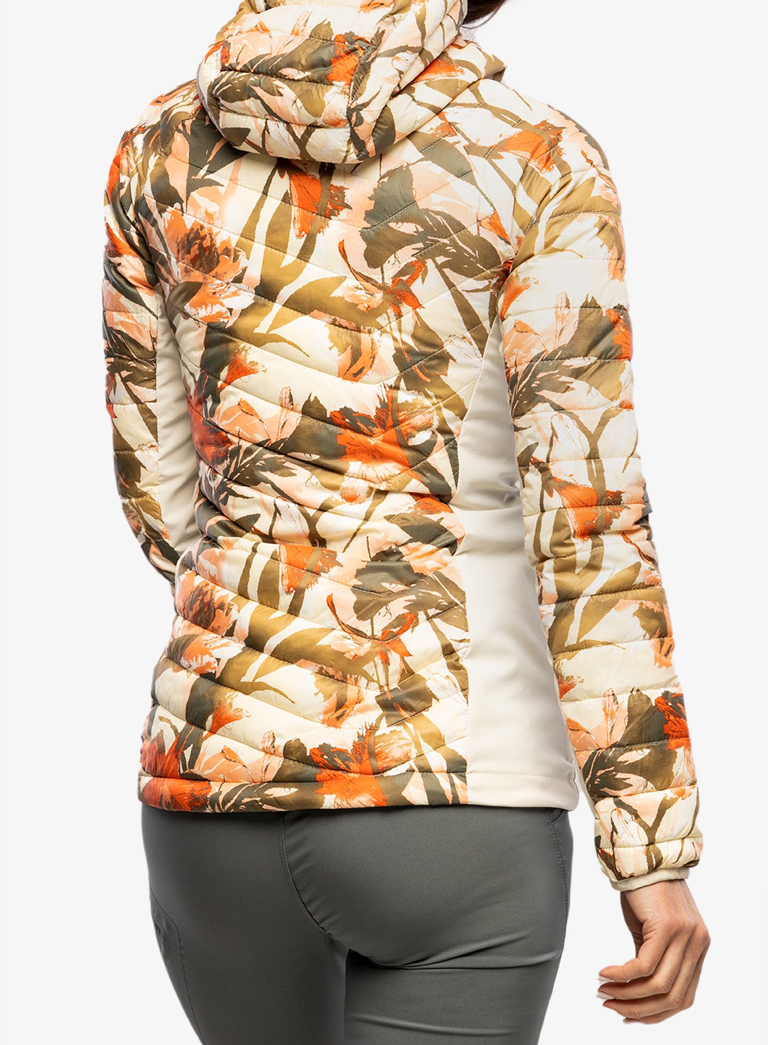 Jakna s postavom ženska Columbia Powder Pass Hooded Jacket - chalk floriculture print
