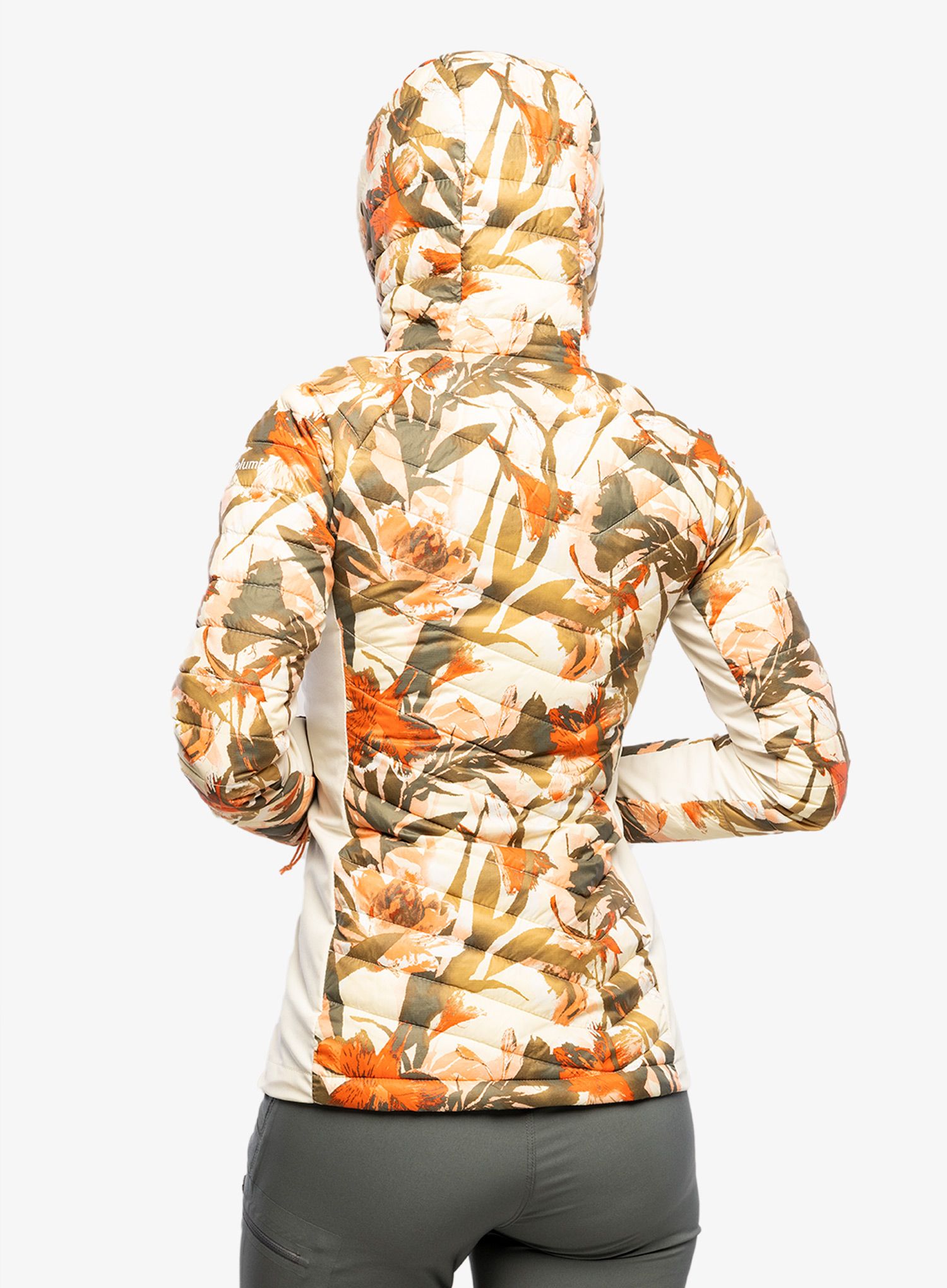 Jakna s postavom ženska Columbia Powder Pass Hooded Jacket - chalk floriculture print