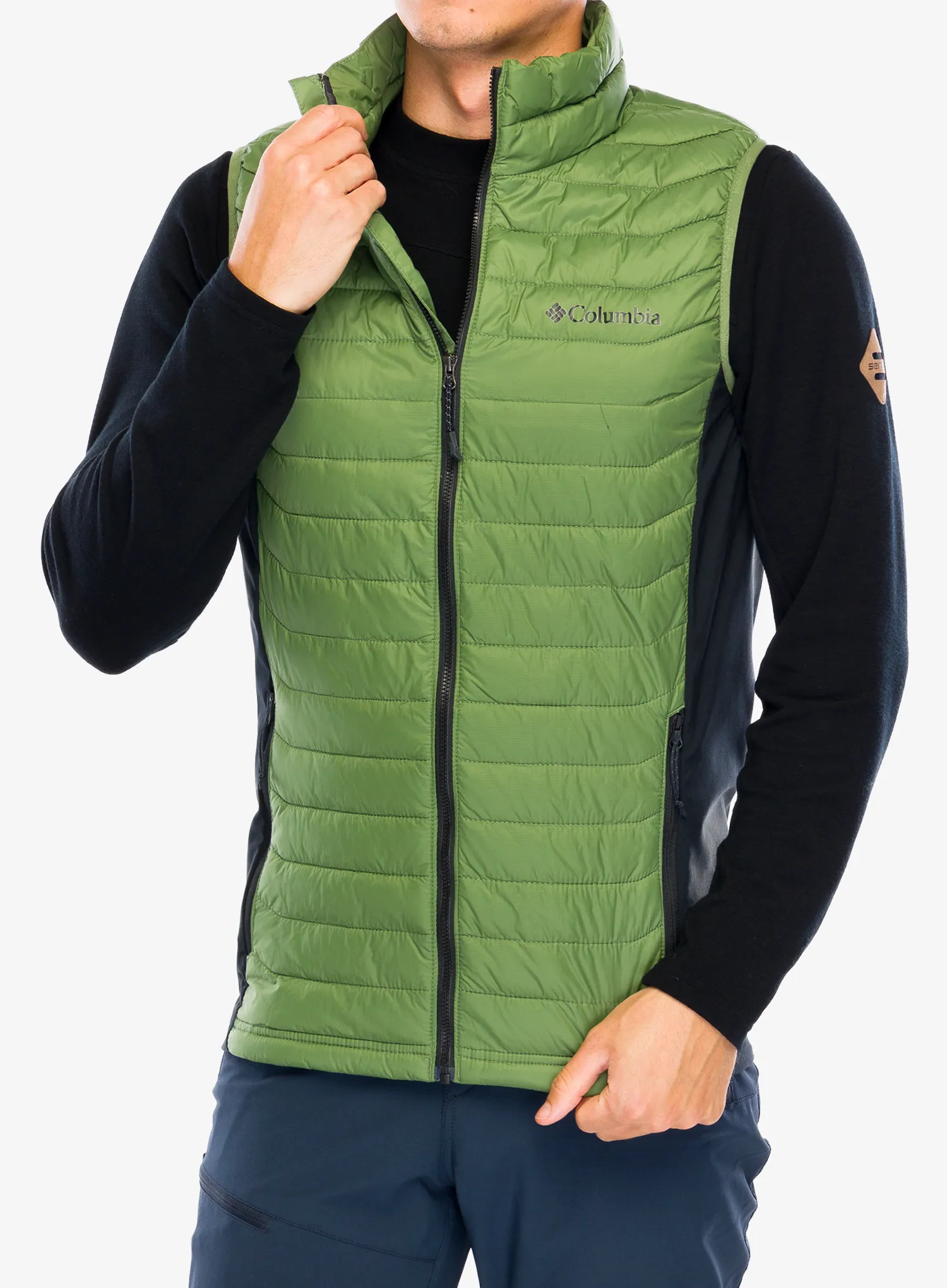 Prsluk s postavom Columbia Powder Pass Vest - canteen/black