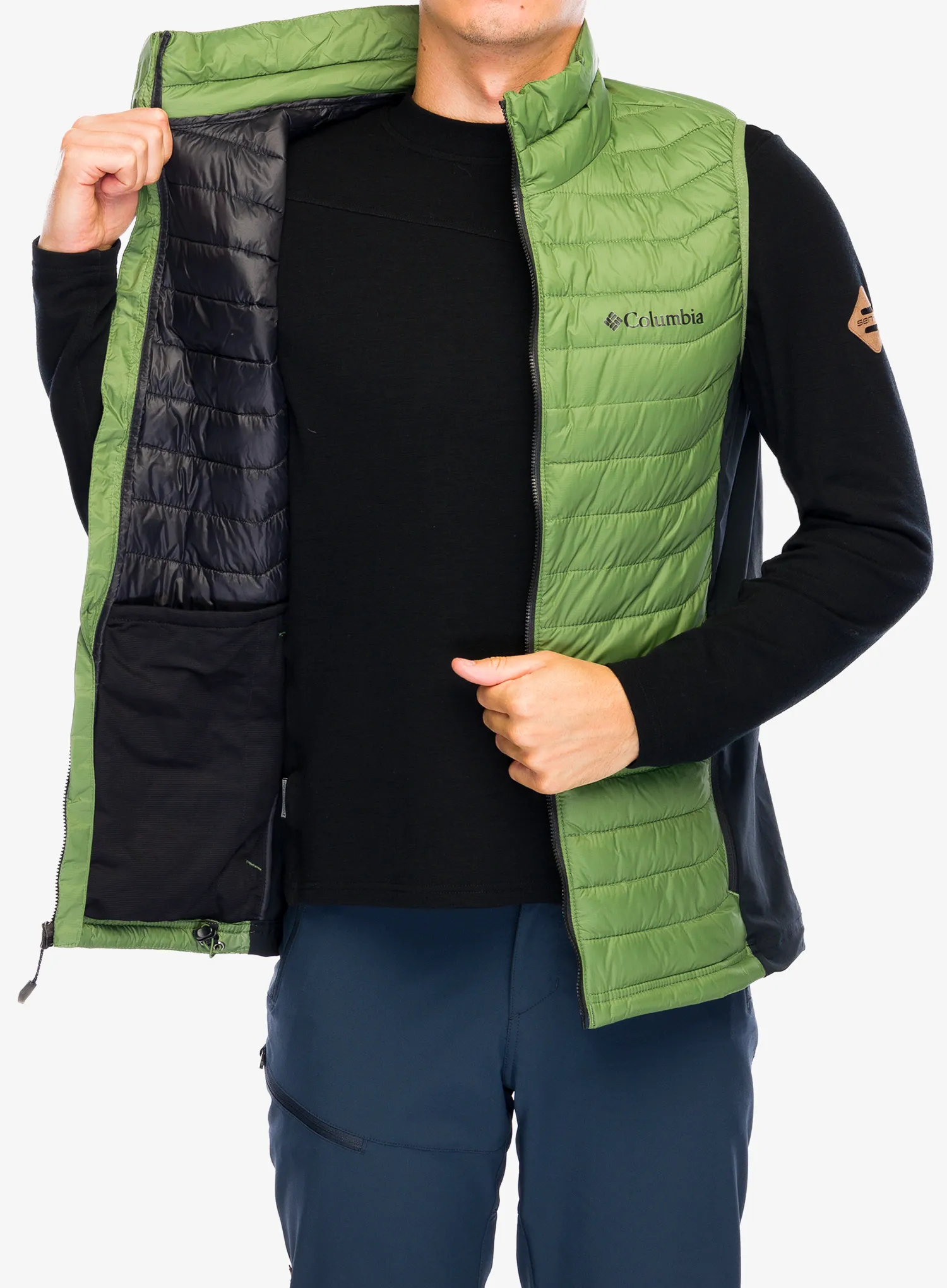 Prsluk s postavom Columbia Powder Pass Vest - canteen/black