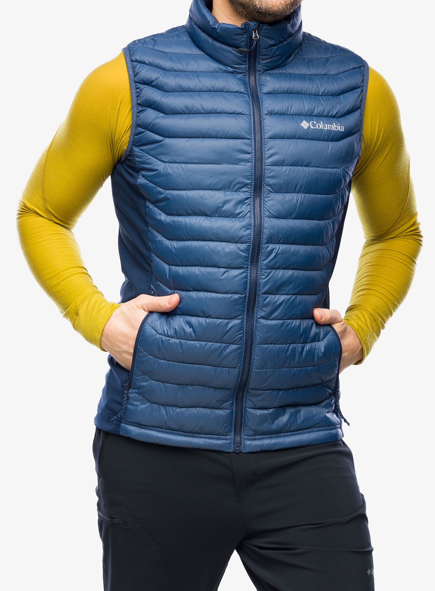 Prsluk s postavom Columbia Powder Pass Vest - dark mountain/collegiate navy