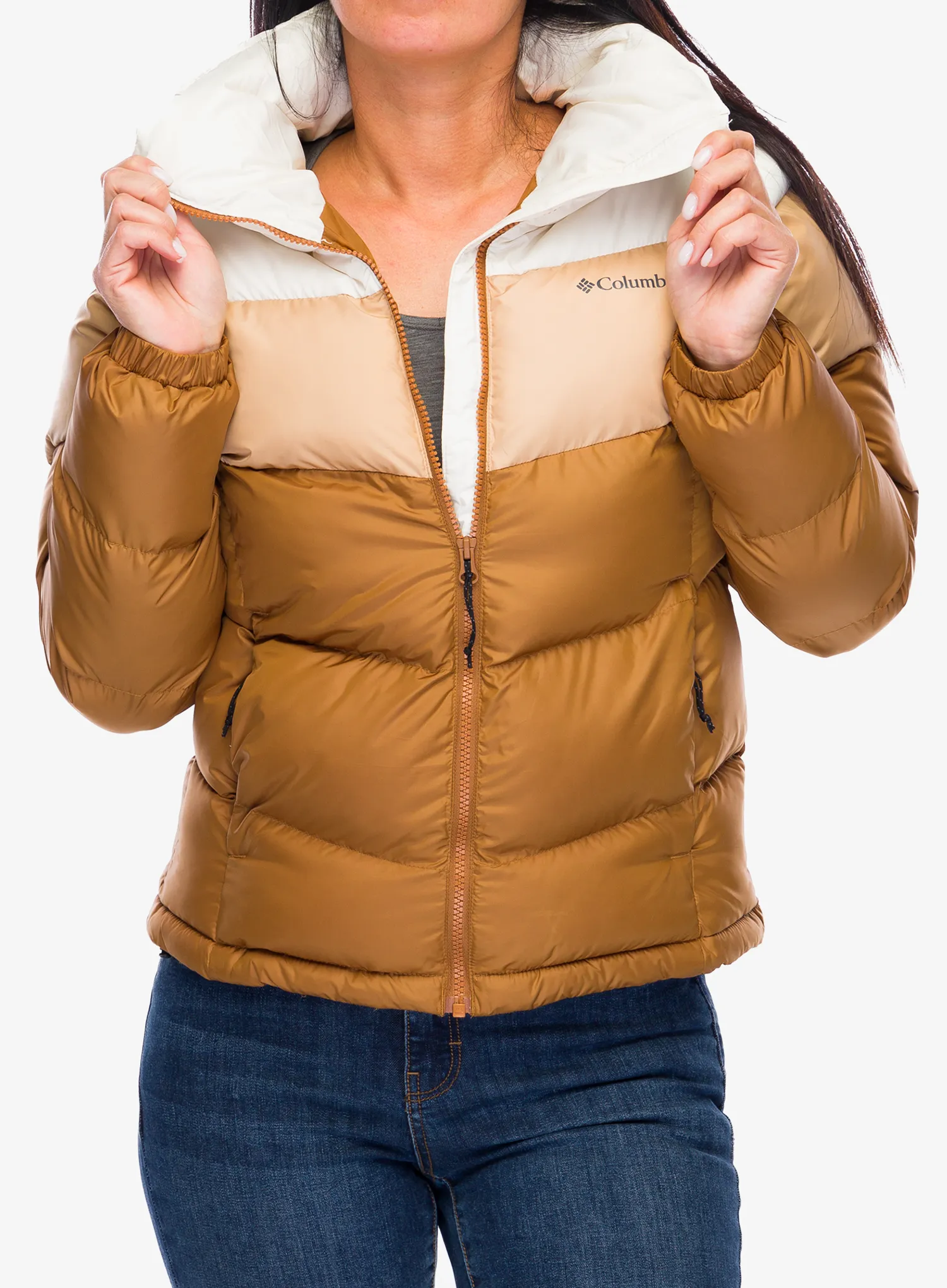 Jakna s postavom ženska Columbia Puffect II Colorblock Jacket - camel brown/canoe/chalk