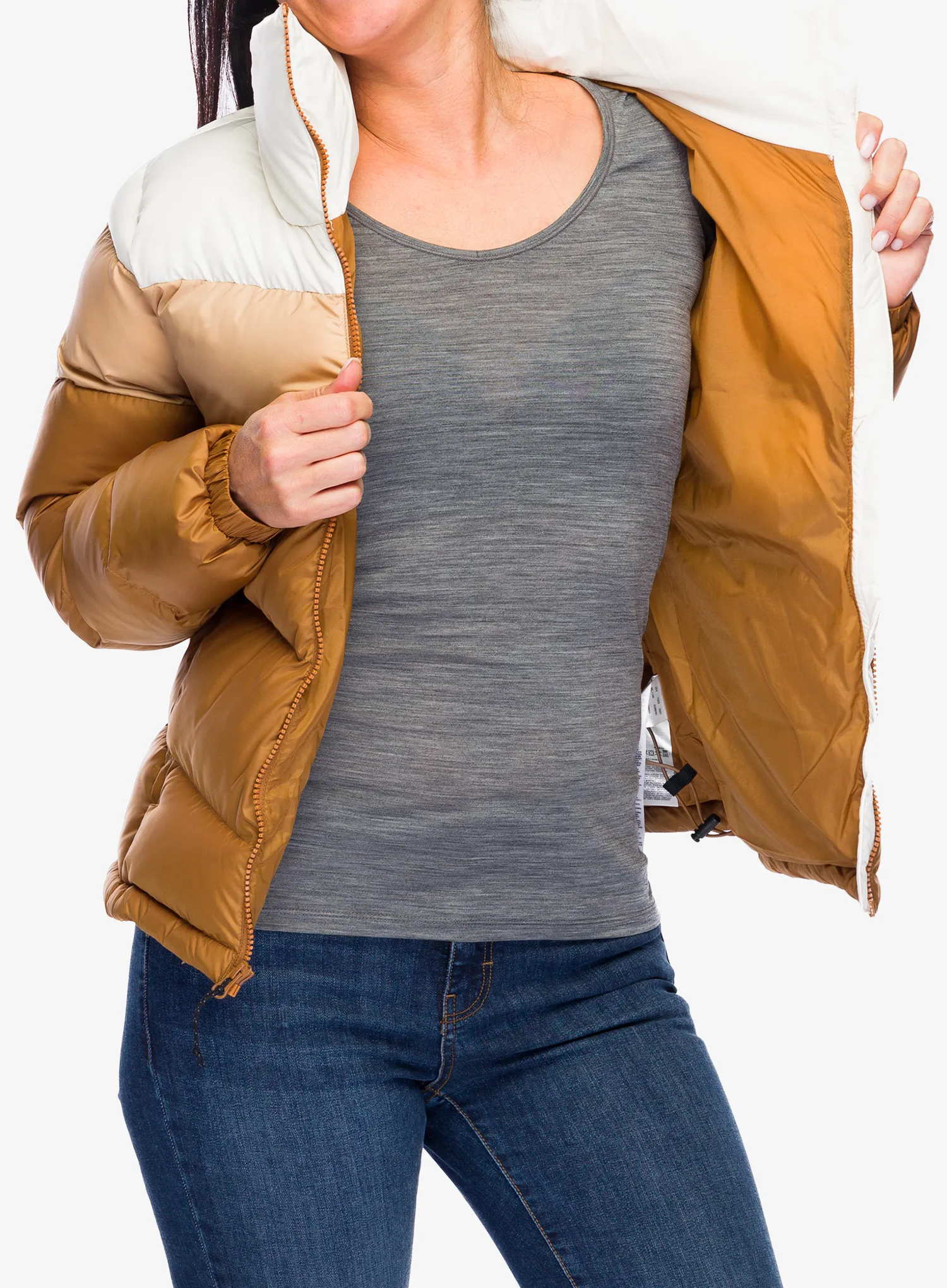 Jakna s postavom ženska Columbia Puffect II Colorblock Jacket - camel brown/canoe/chalk