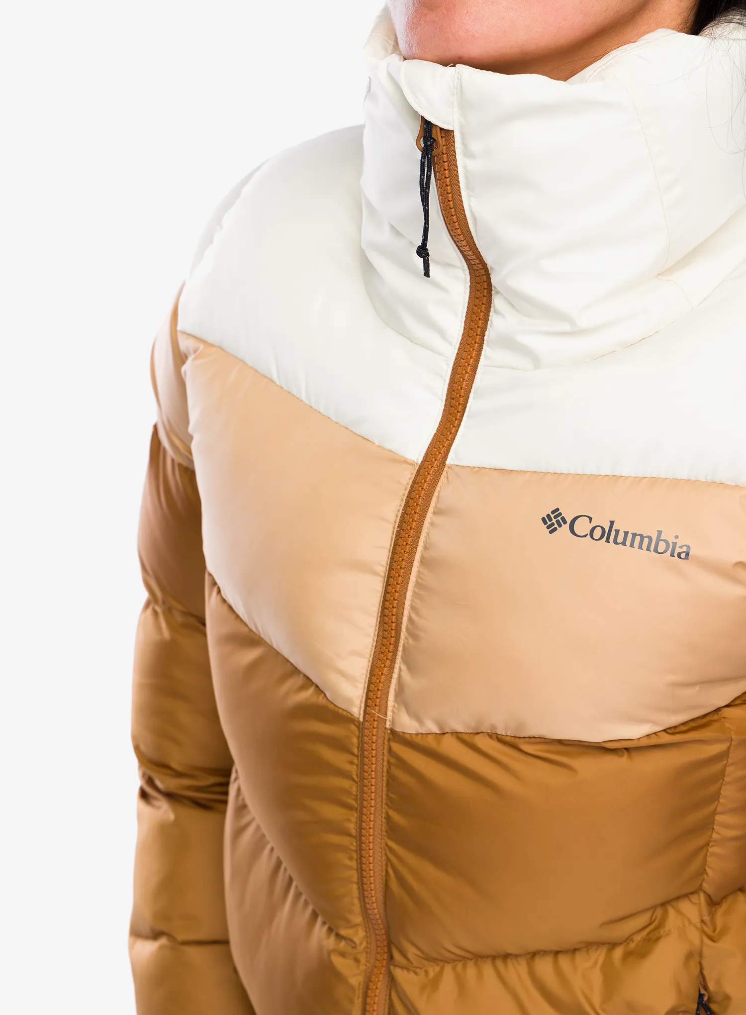 Jakna s postavom ženska Columbia Puffect II Colorblock Jacket - camel brown/canoe/chalk