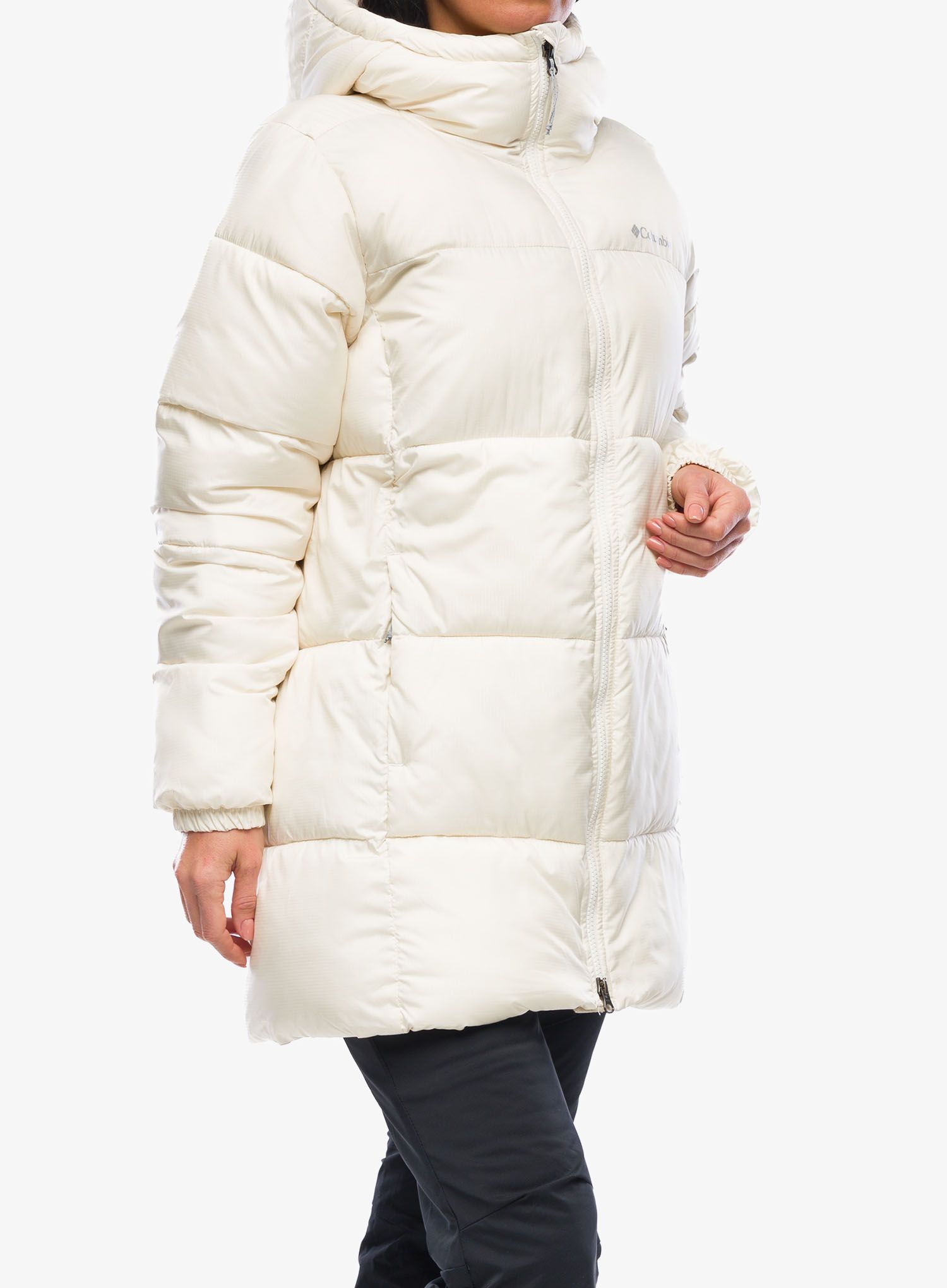 Ženski kaput Columbia Puffect Mid Hooded Jacket - chalk