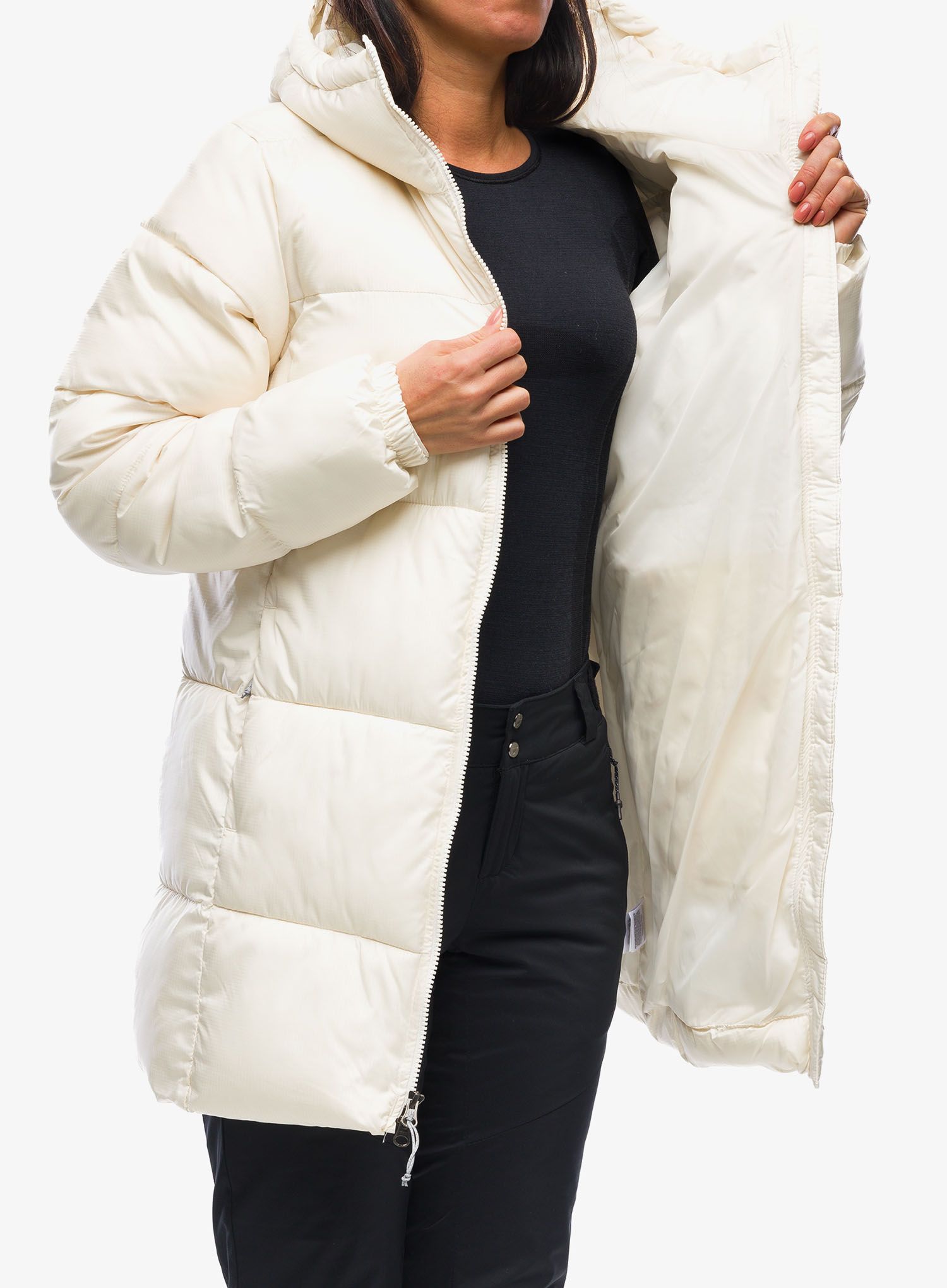 Ženski kaput Columbia Puffect Mid Hooded Jacket - chalk