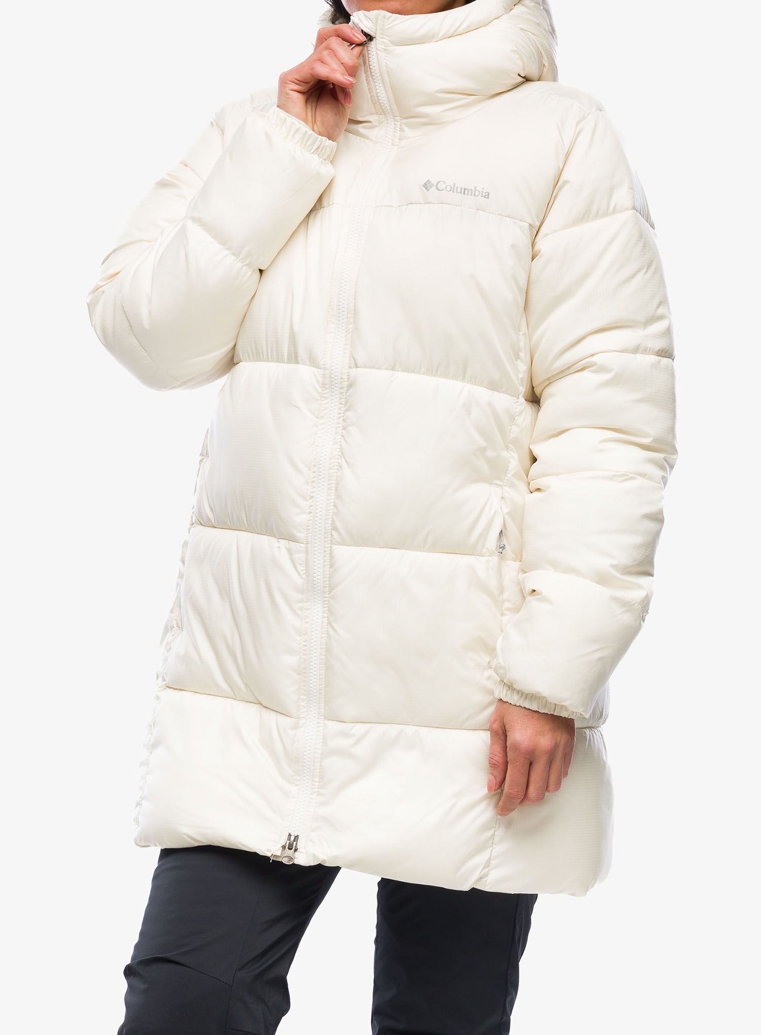 Ženski kaput Columbia Puffect Mid Hooded Jacket - chalk
