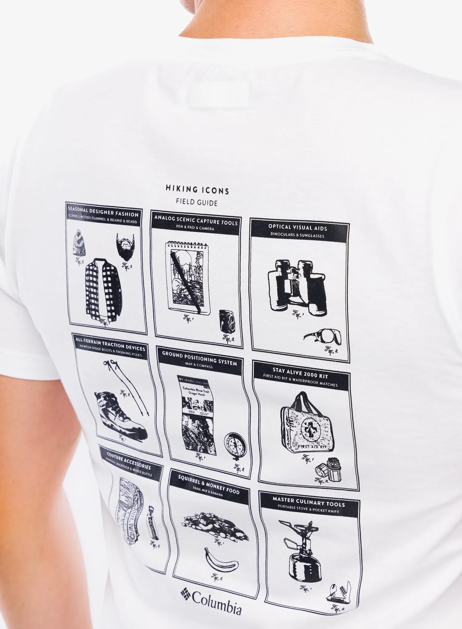 Pamučna majica Columbia Rapid Ridge Back Graphic Tee II - white/camp icons