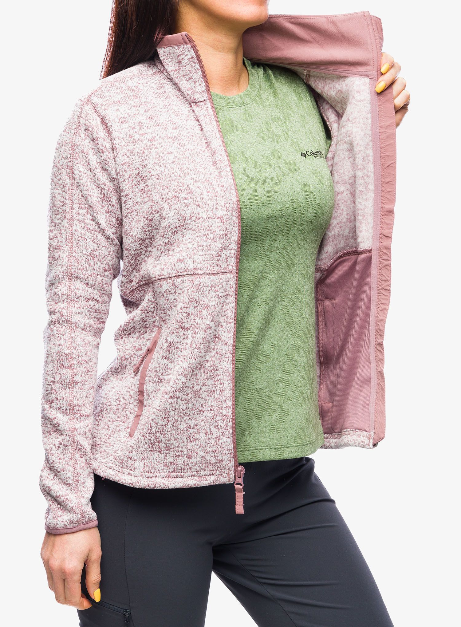 Ženska dukserica od flisa Columbia Sweater Weather Full Zip - fig heather/fig